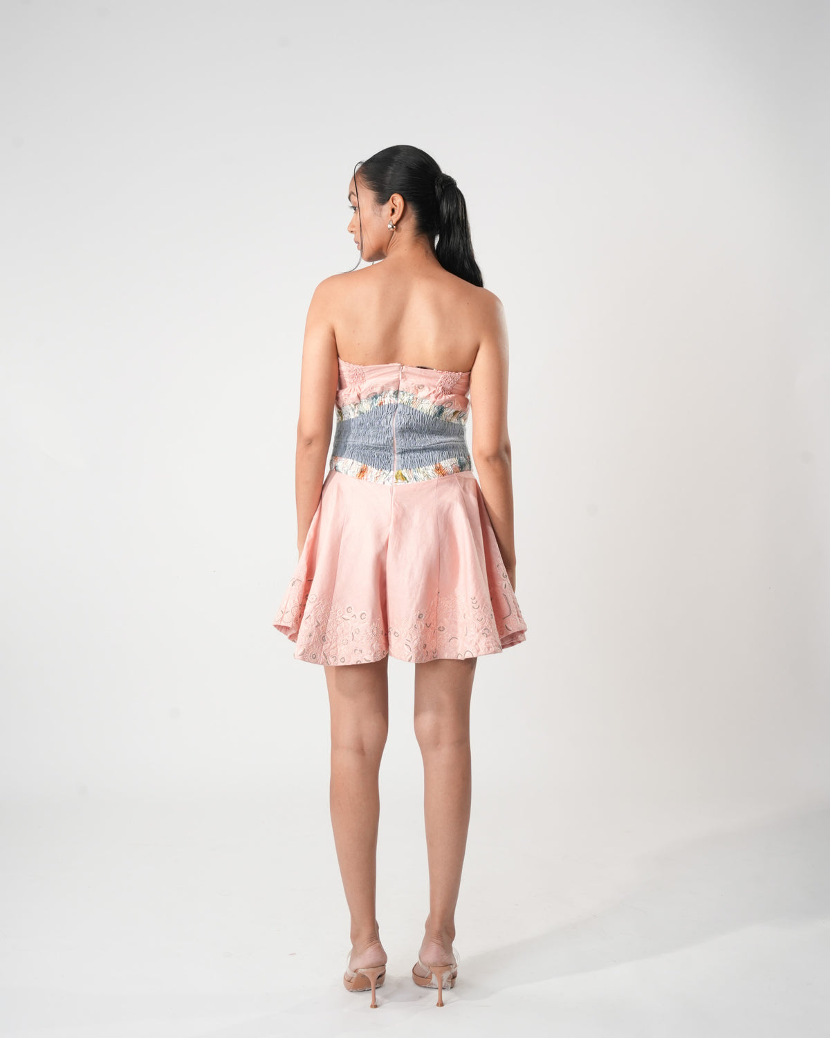 Strapless Embroidered Playsuit – Whimsy - Pink