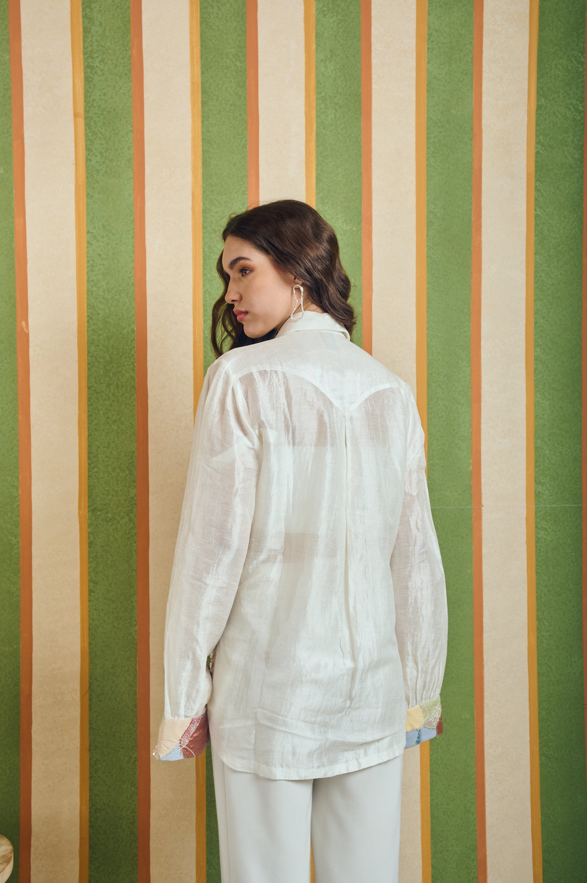 Diagonal Patchwork Shirt – Aeris - White