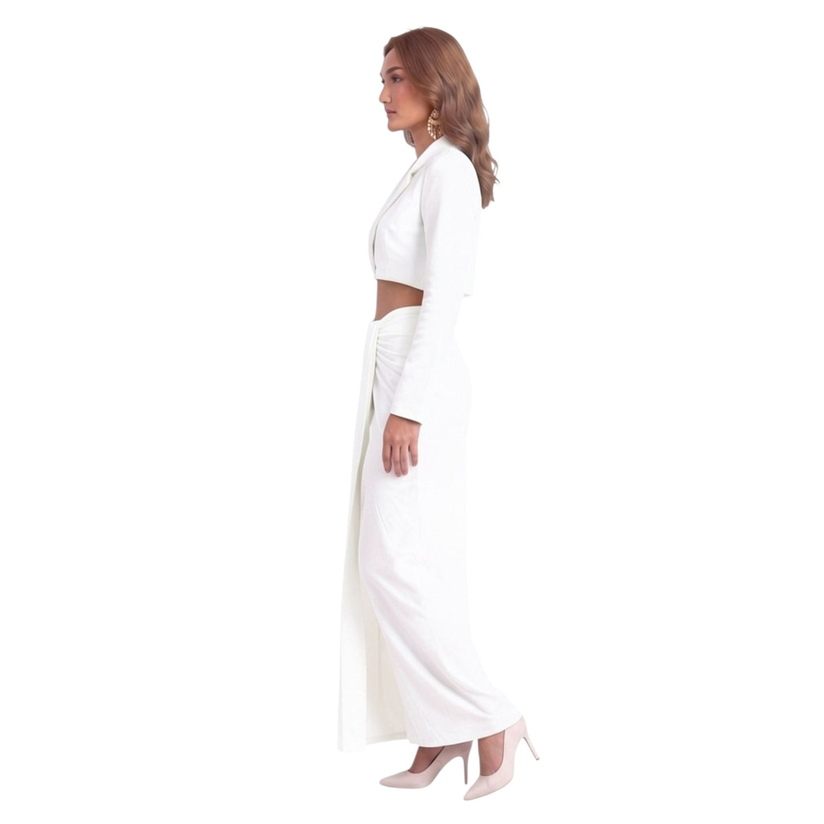 Draped Wrap Satin Skirt – Isis - White