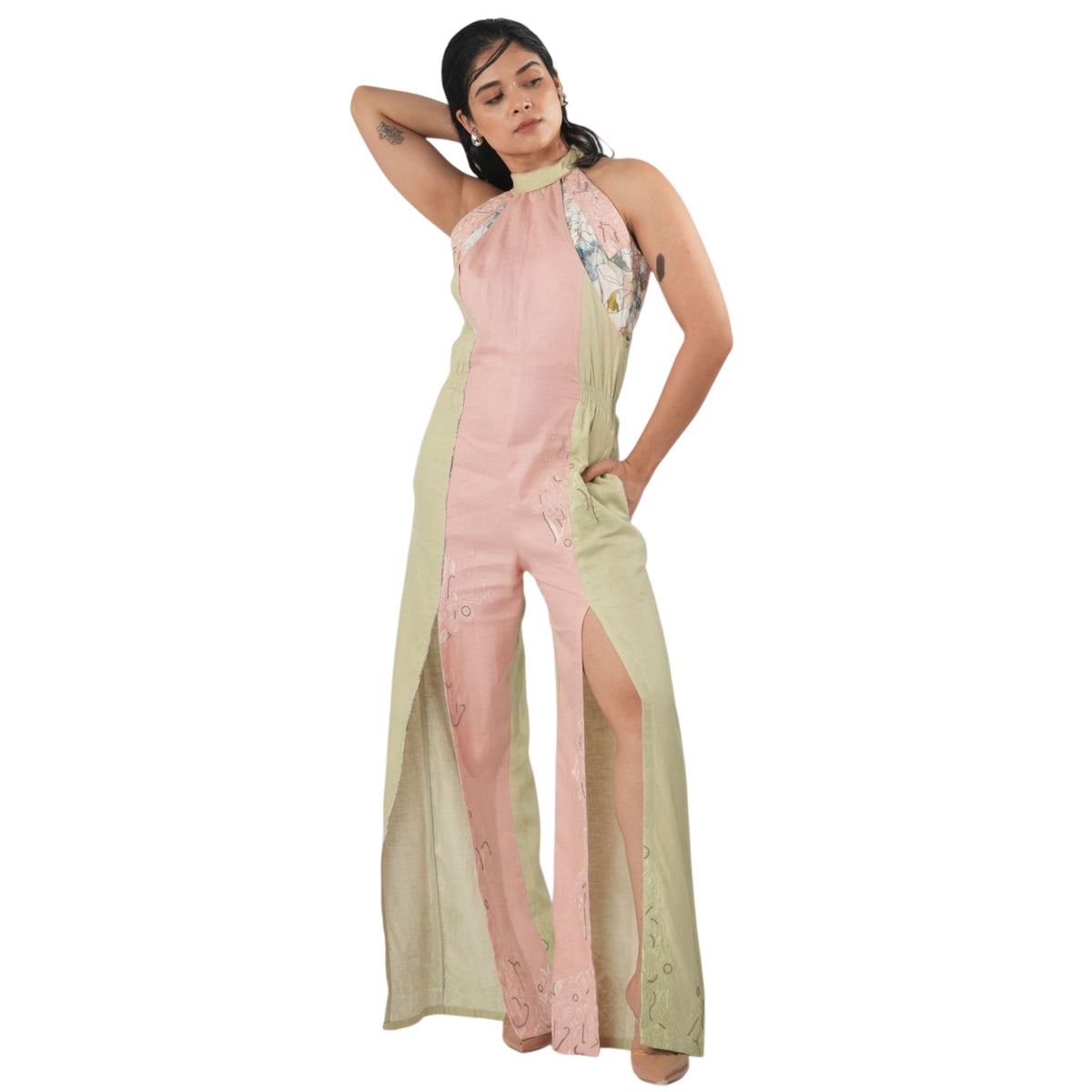 Detachable Halter Jumpsuit – Detaché - Pink And Green