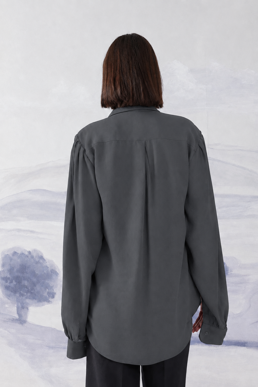 Beaded Line Embroidered Shirt – Feather - Underworld Grey