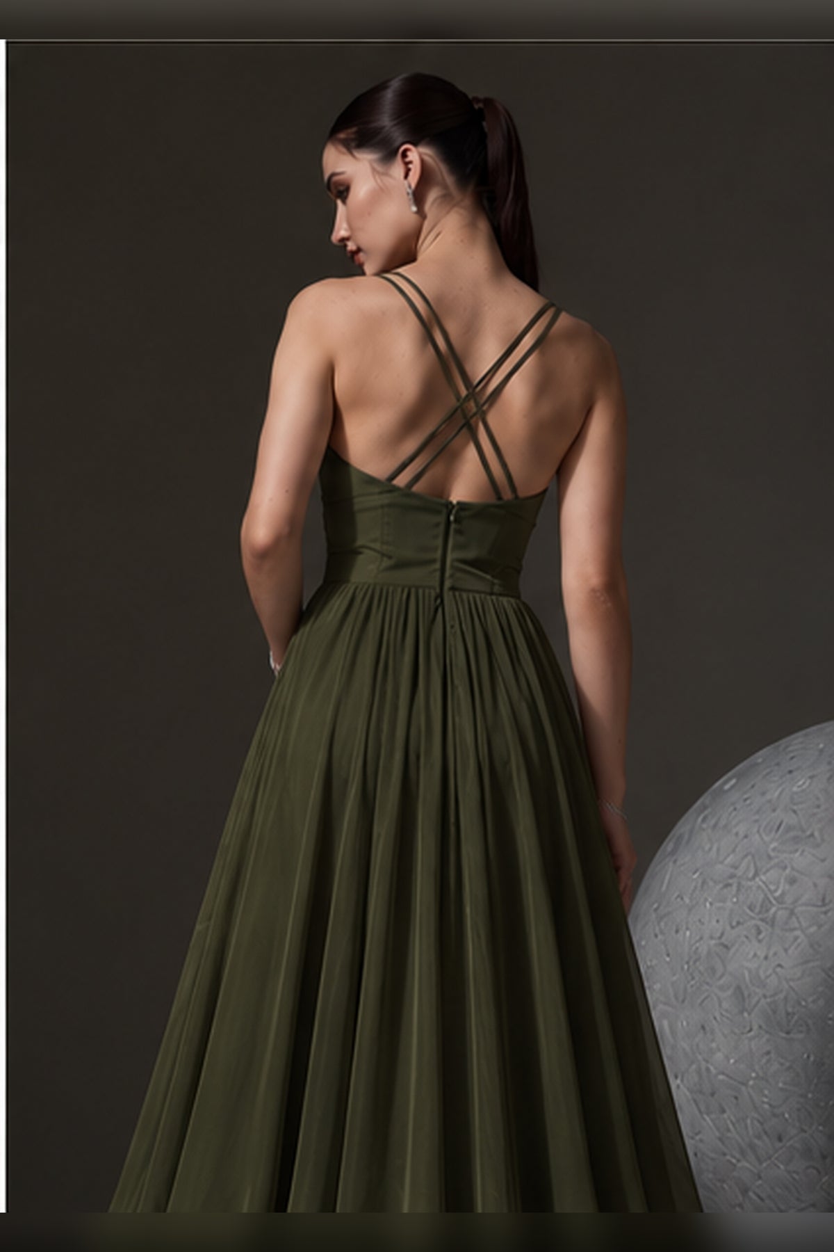 Sweetheart A-Line Organza Dress – Skyline - Burnt Olive
