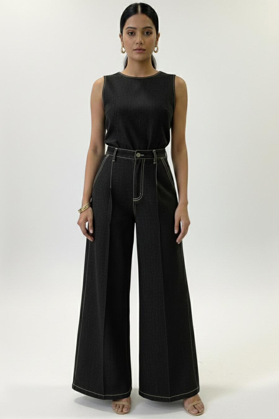 Pintuck Denim Trousers – Harbor - Black