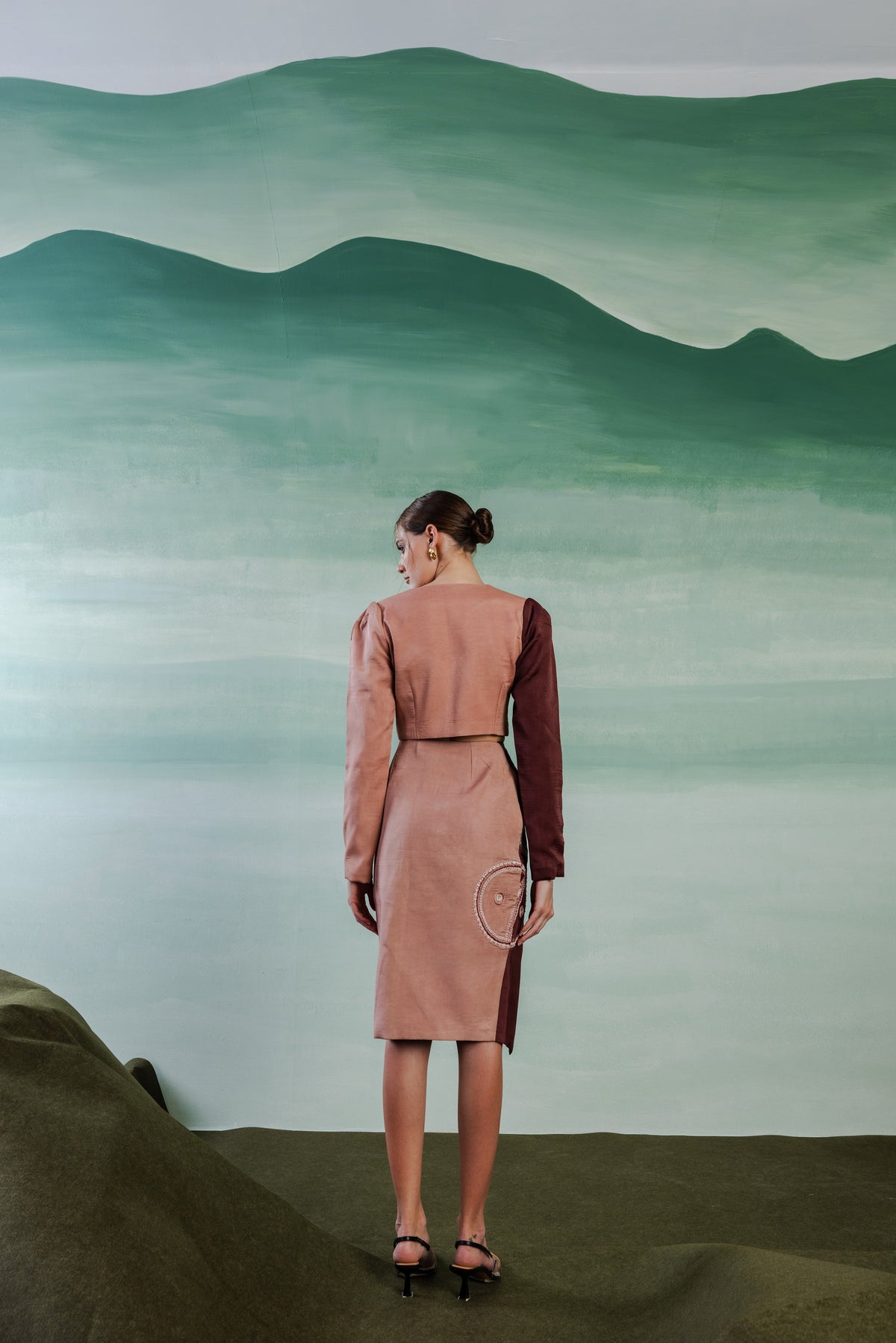 Embroidered Wrap-Around Jacket – Romanesque - Pinkish Brown