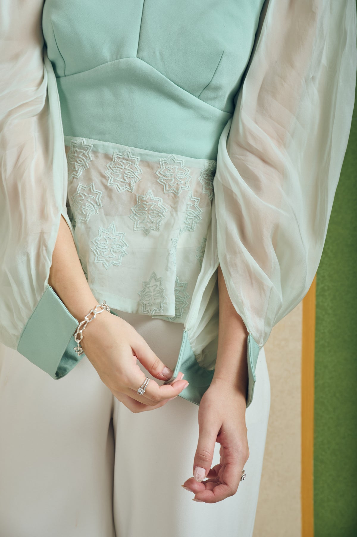 The Ilsa Peplum Top – Bloom - Mint Green