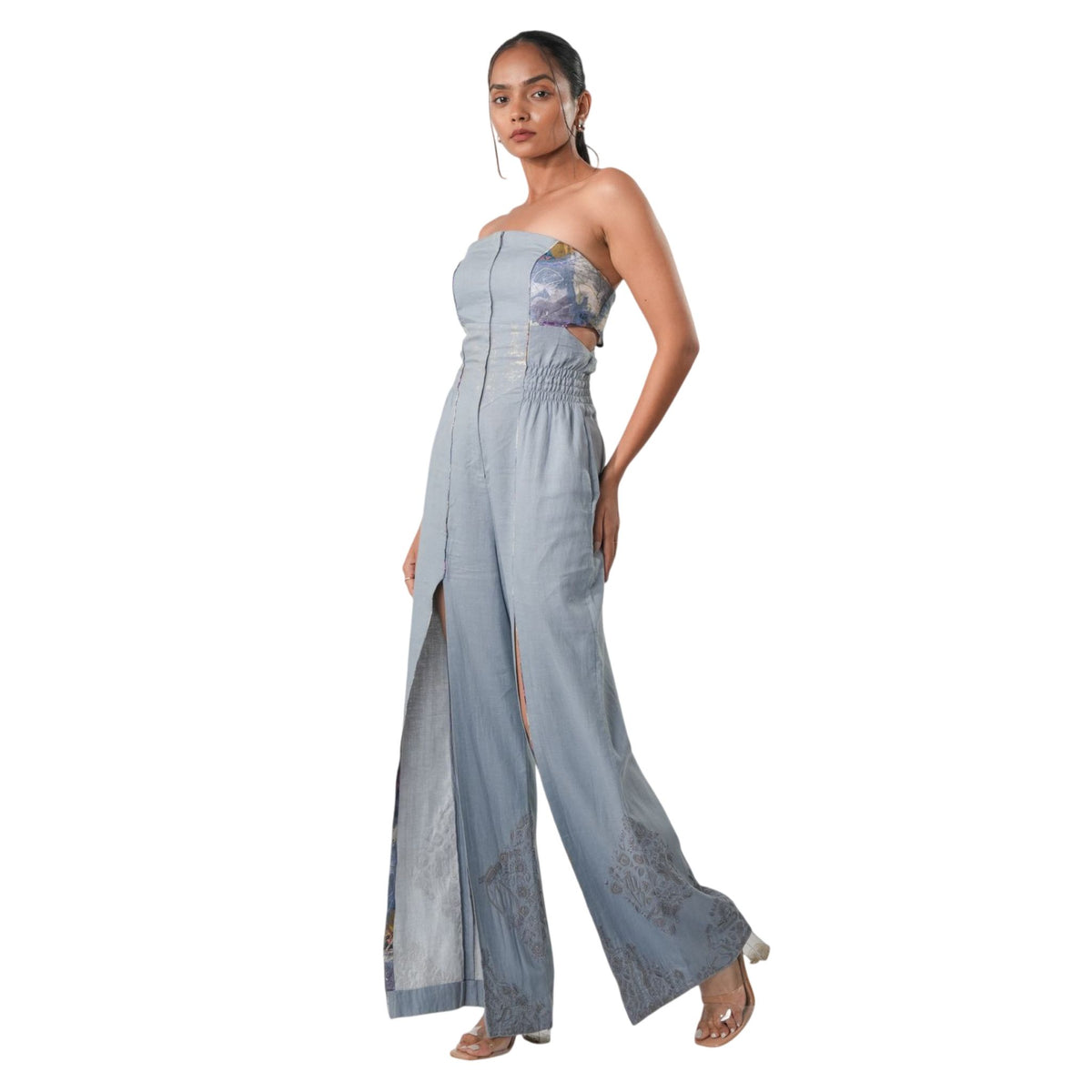 Strapless Wide-Leg Jumpsuit – Moonlit - Blue