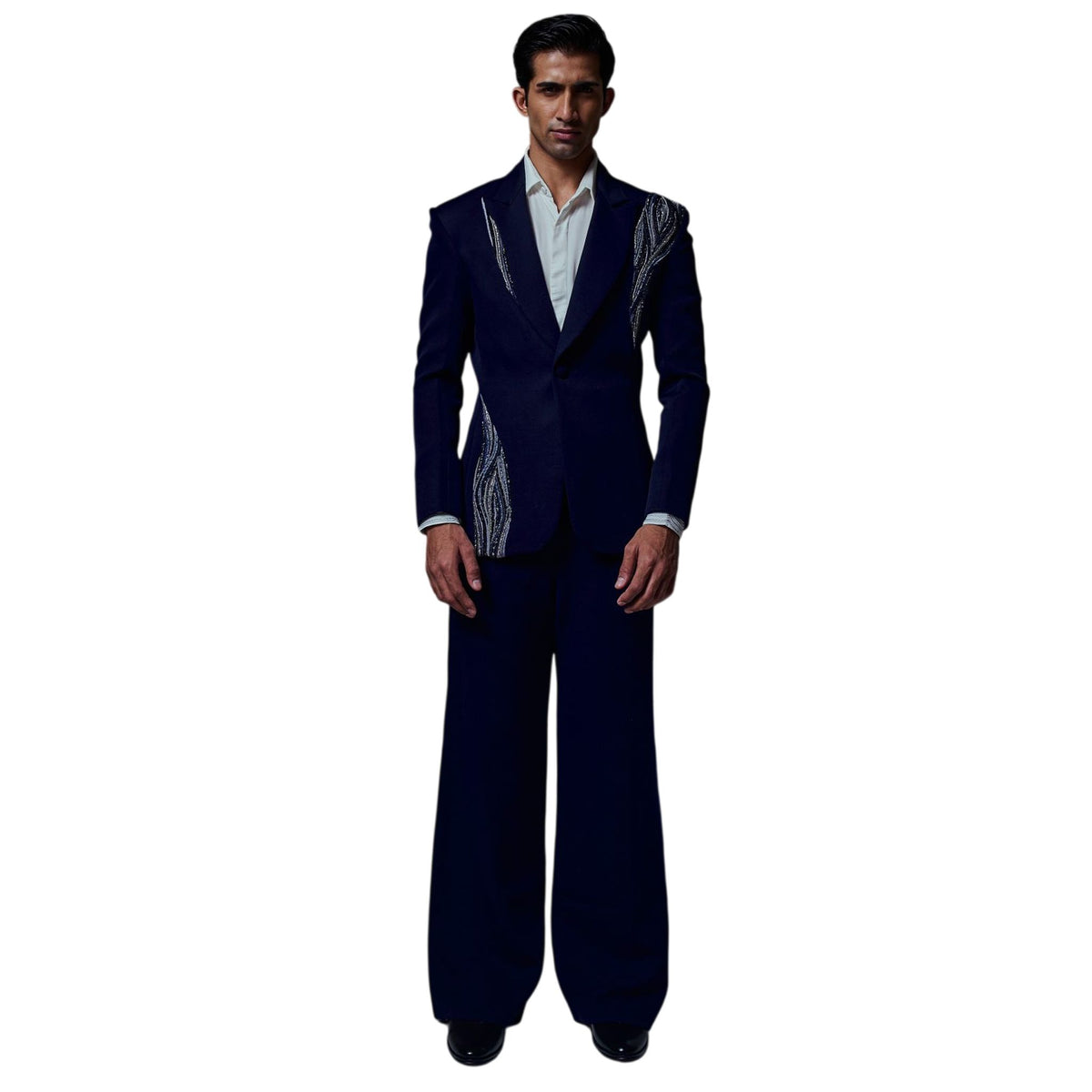 Men's Beaded Tuxedo Blazer – Eclipse - Blue
