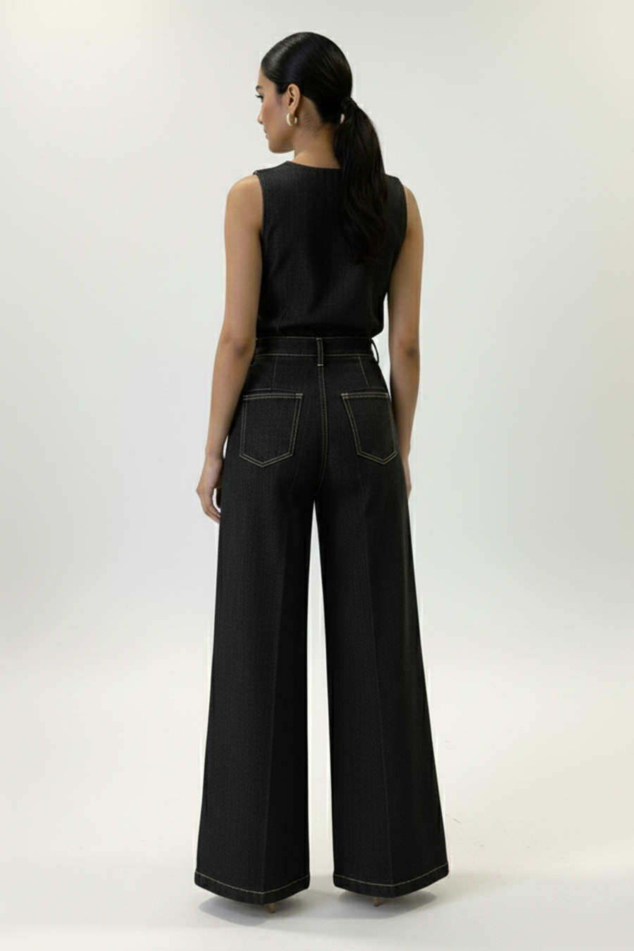 Pintuck Denim Trousers – Harbor - Black