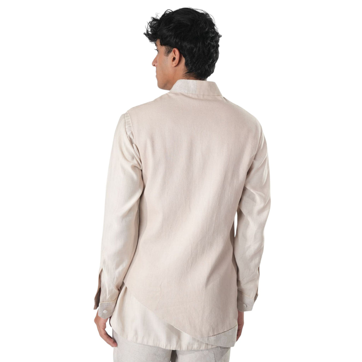 Men's Asymmetric Denim Sadri – Nocturnal - Beige