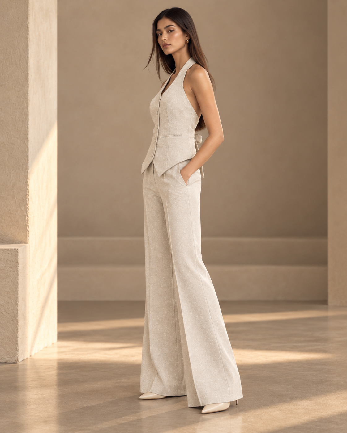 Halter Neck Vest – Triangle - Ivory