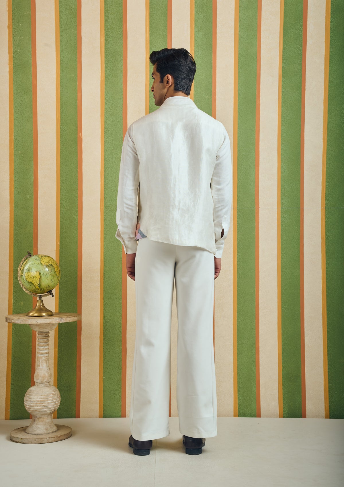 Men's Patchwork Asymmetric Sadri – Prism - White