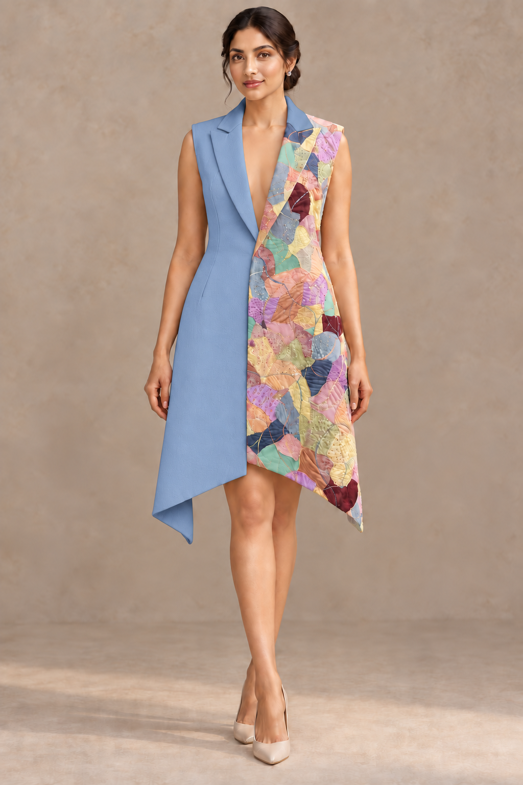 Asymmetric Wrap Blazer Dress – Artline - Blue