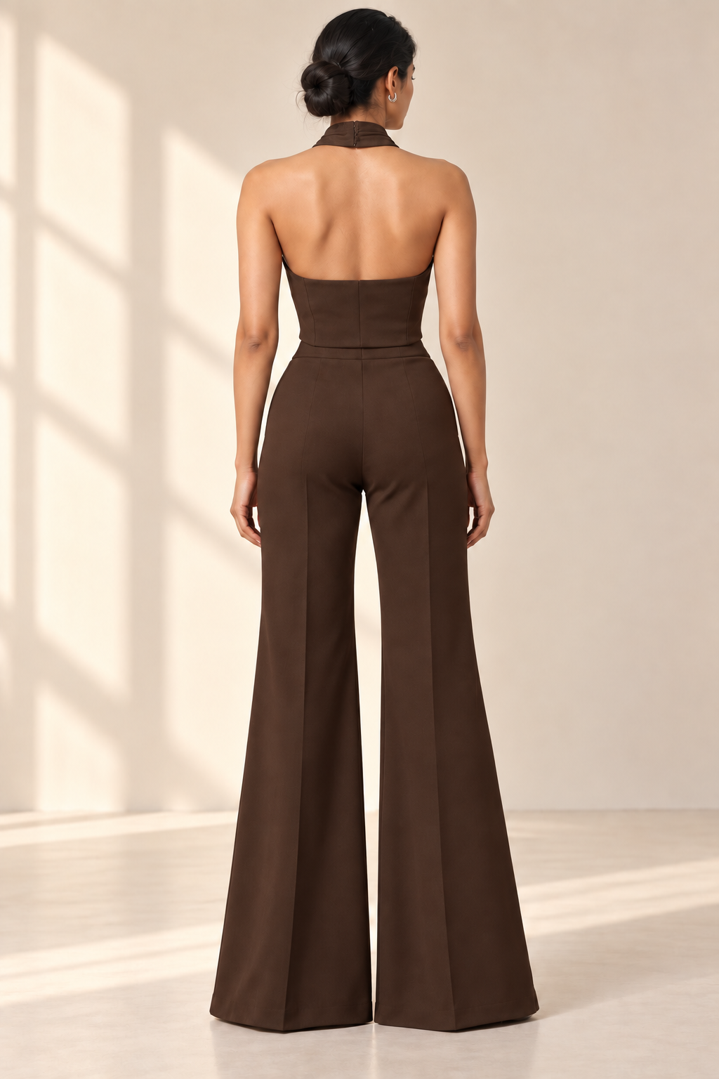 Draped Halter Neck Vest – Regal - Brown