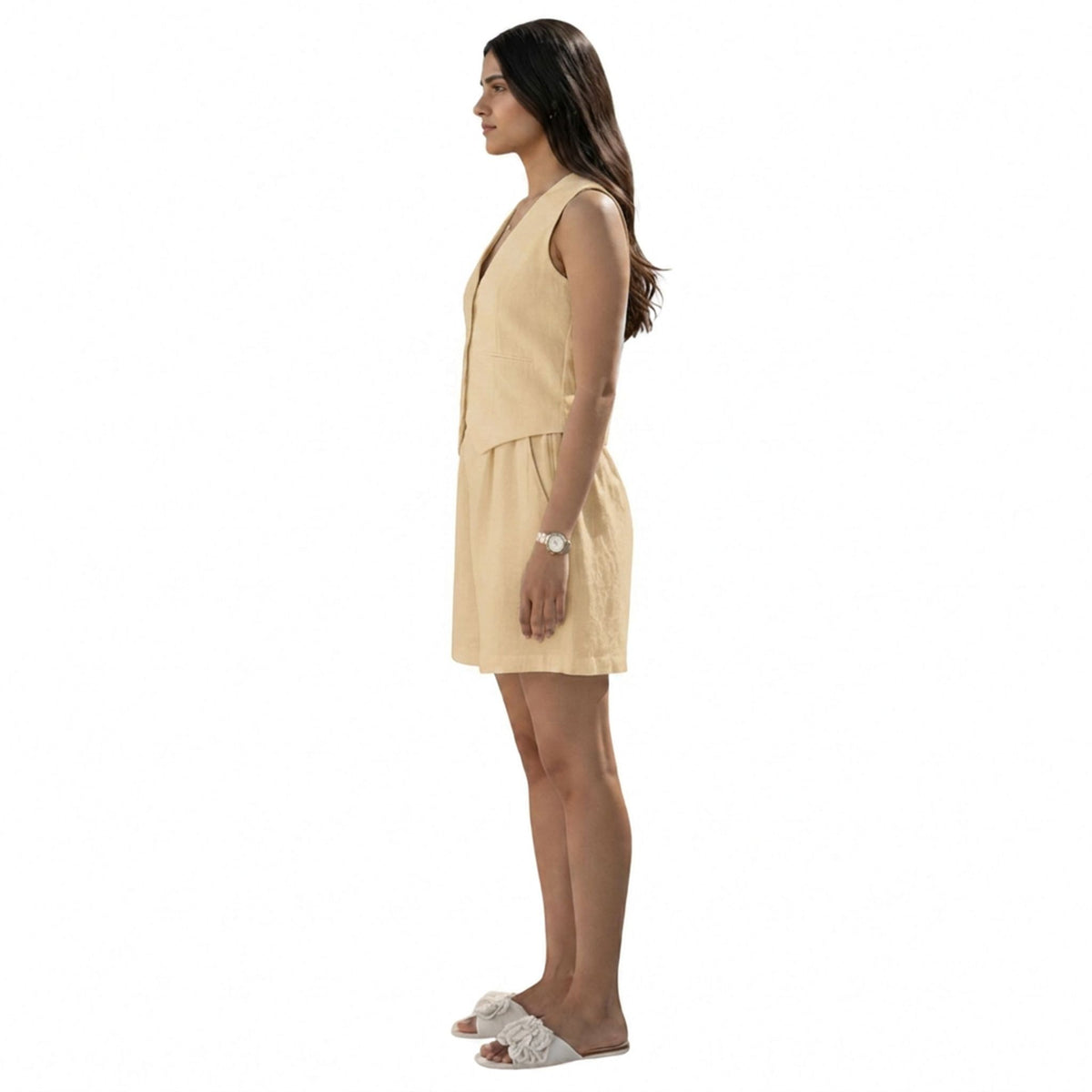 Tailored Hemp Vest – Power Muse - Beige