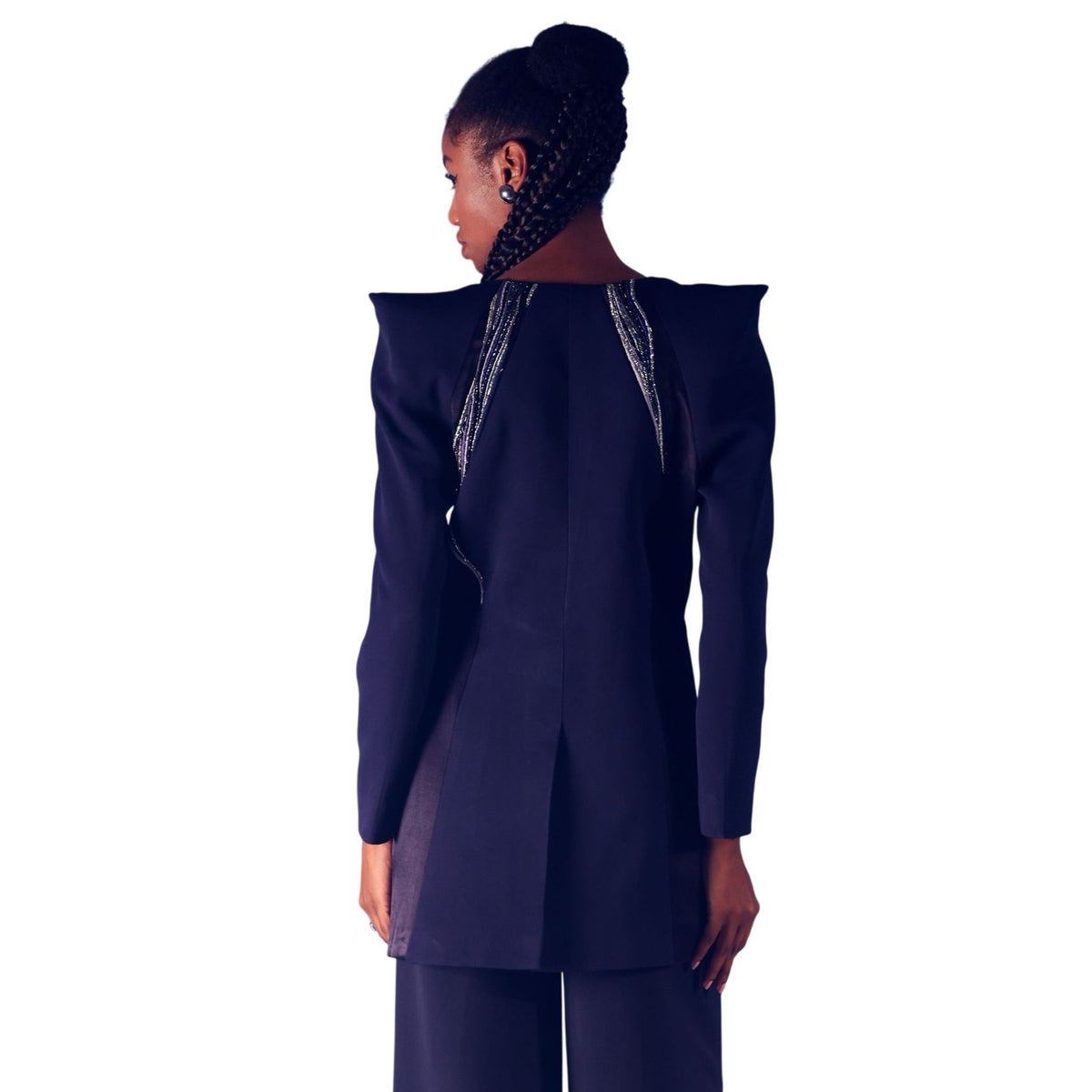 Asymmetric Drape Blazer – Nile - Navy Blue