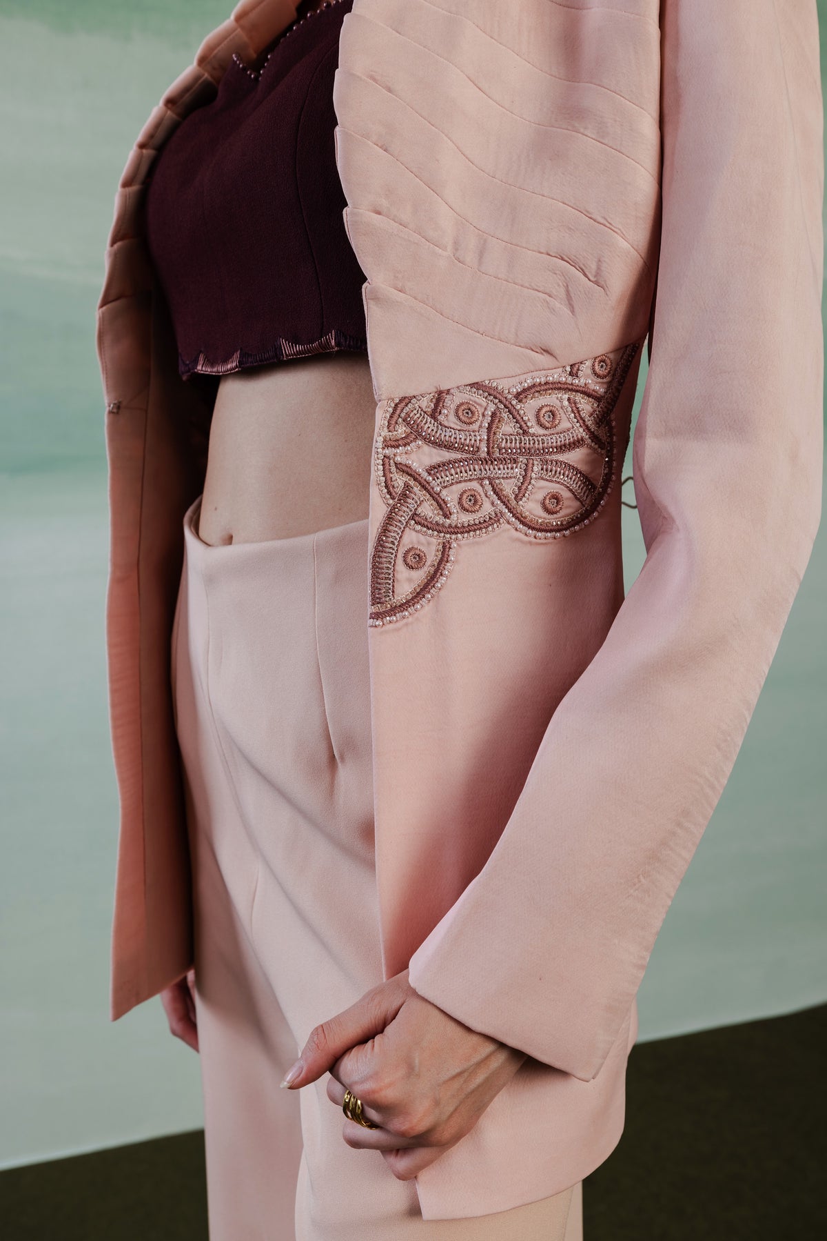 Pleated Neckline Blazer – Aurelian - Apricot Blush