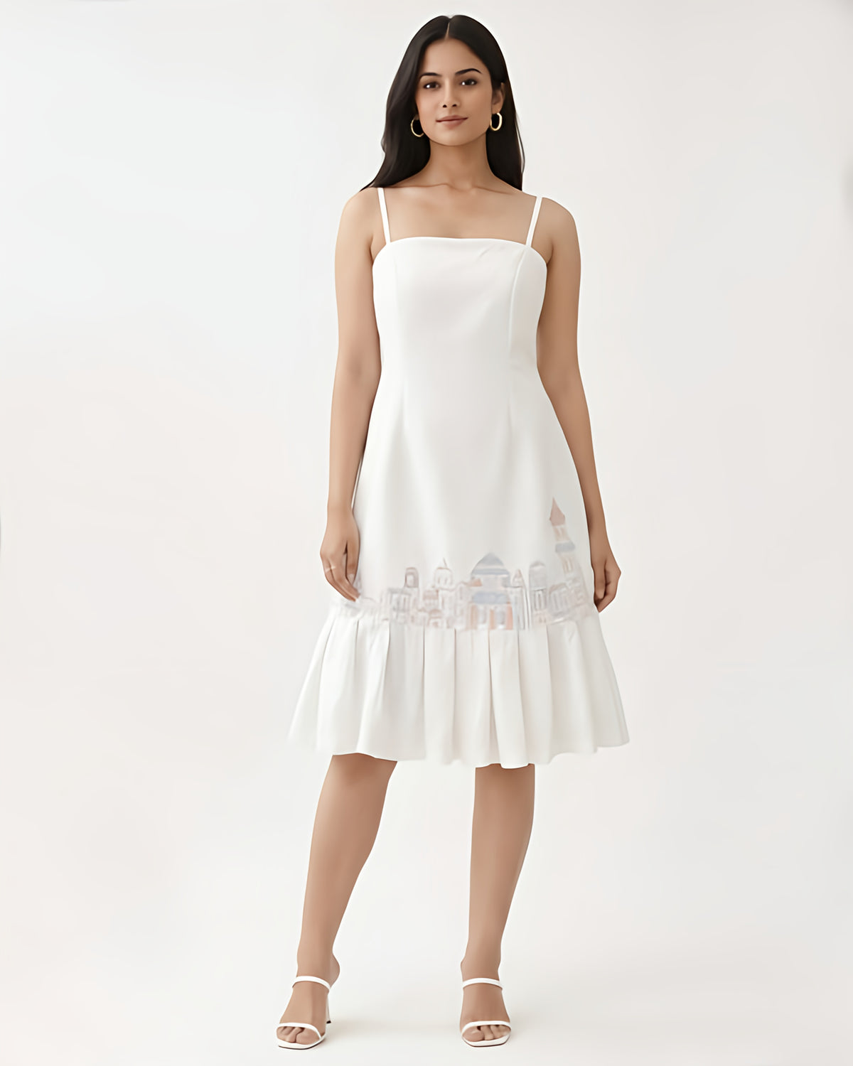Chikankari Ruffle Hem Dress – Lucknow - White