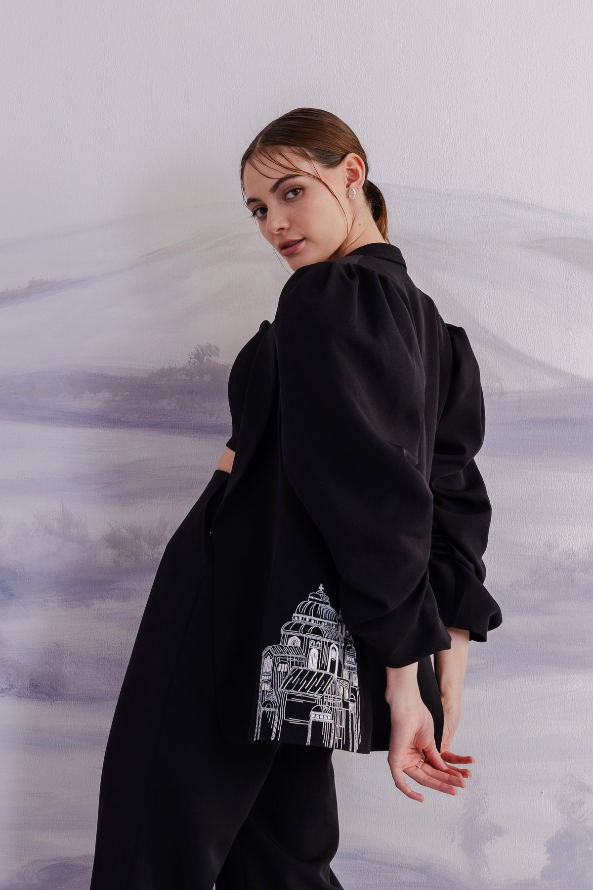 Puff Sleeve Tailored Blazer – Latin - Black