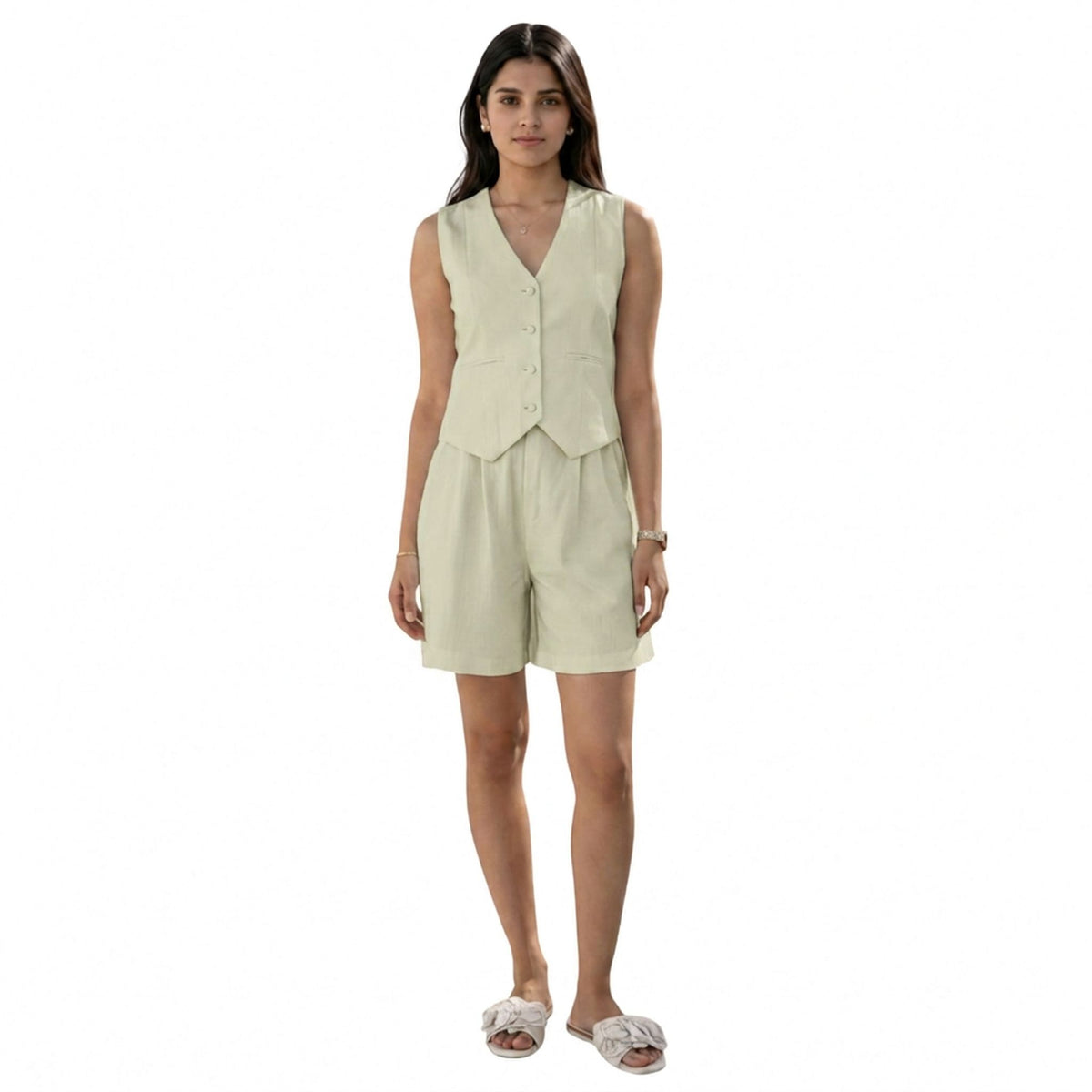 Tailored Hemp Vest – Power Muse - Sage Green