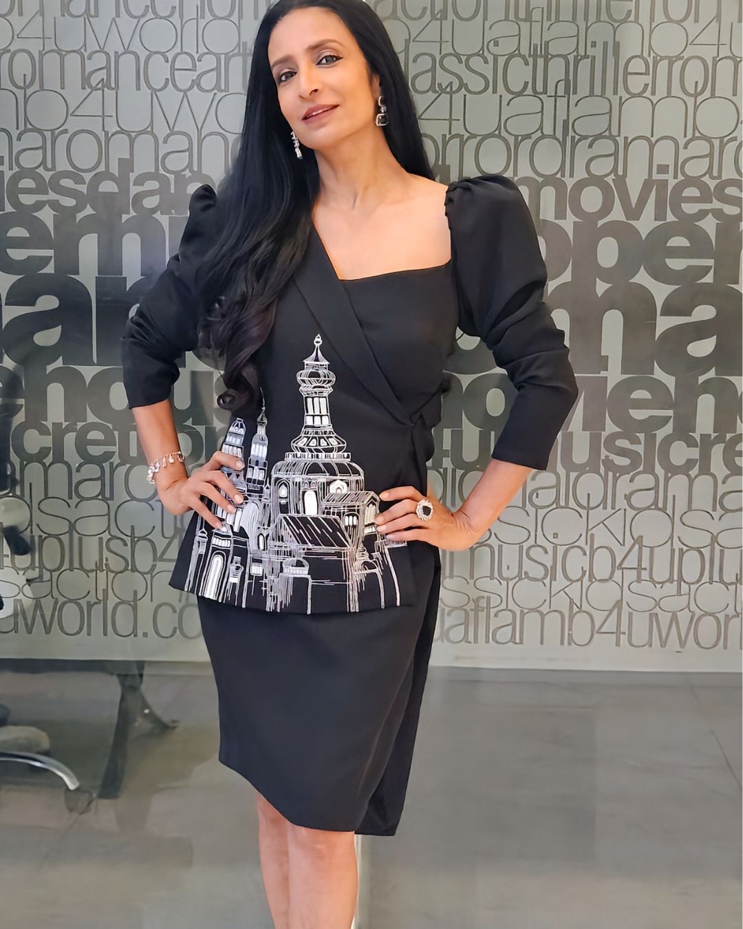 One-Shoulder Puff Sleeve Blazer – Romanian - Black