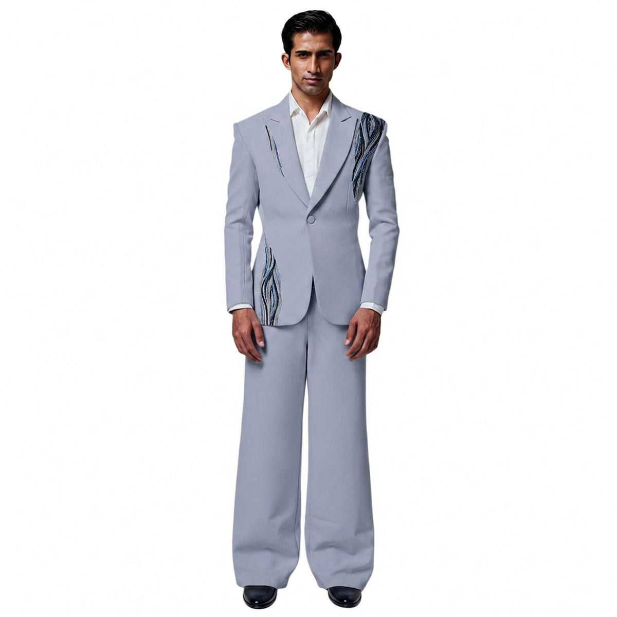 Men's Beaded Tuxedo Blazer – Eclipse - Cool Grey