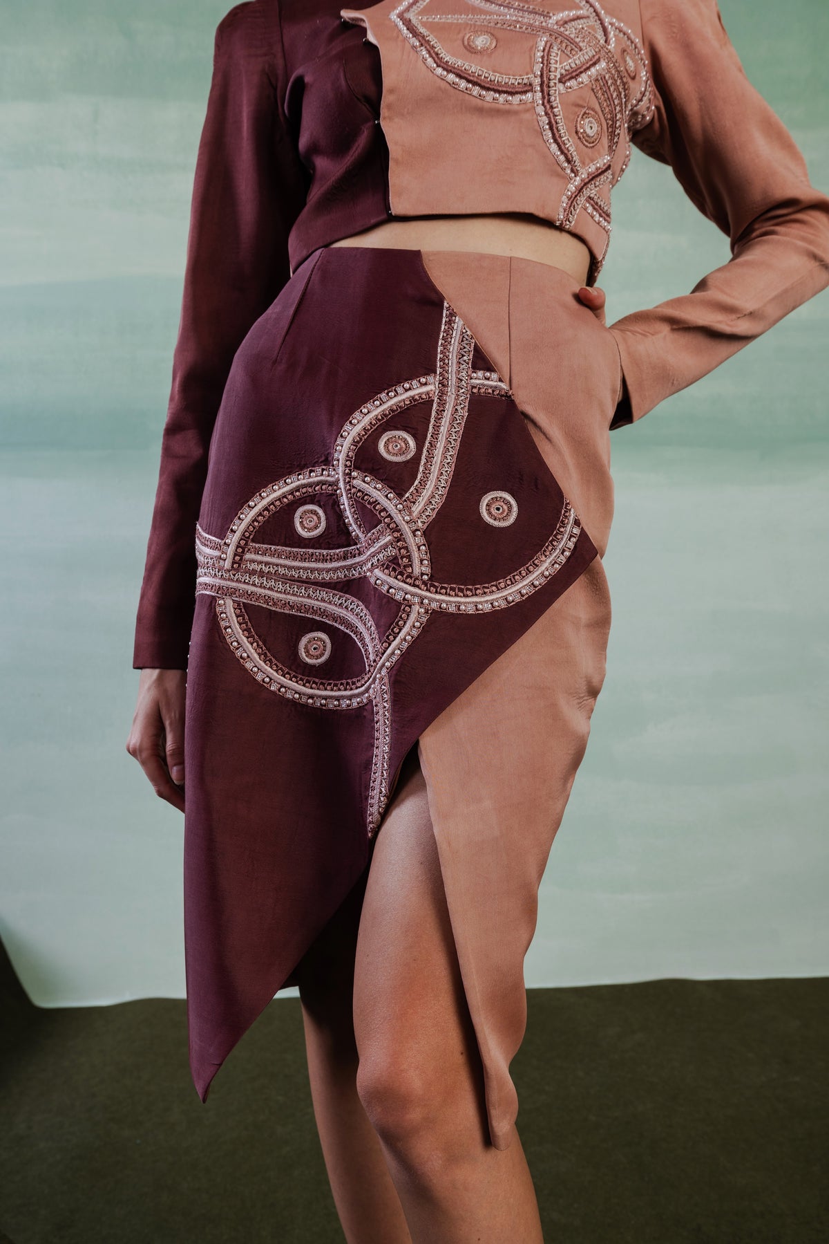 Panelled Slit Skirt – Aurelia - Pinkish Brown