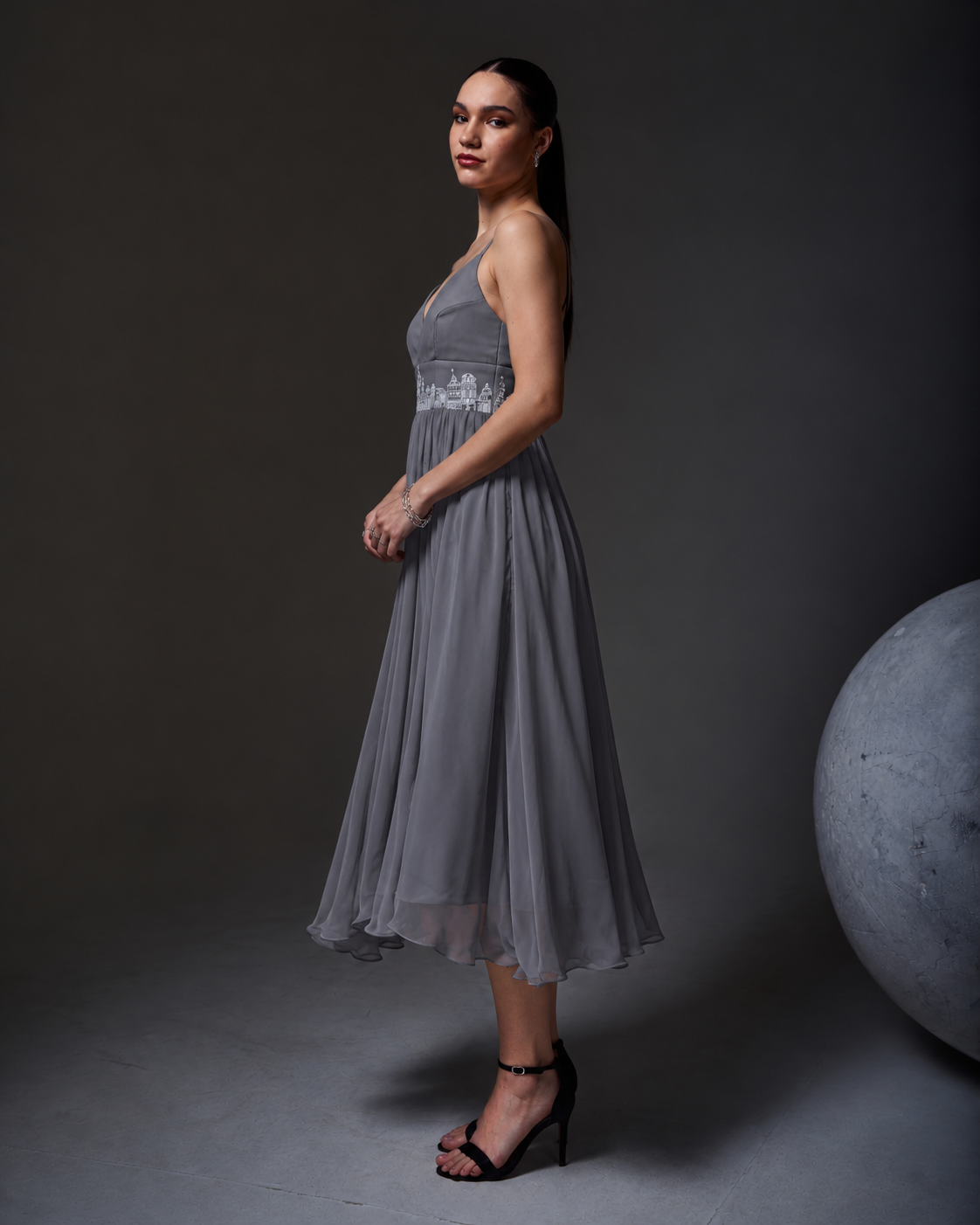 Sweetheart A-Line Organza Dress – Skyline - Underworld Grey