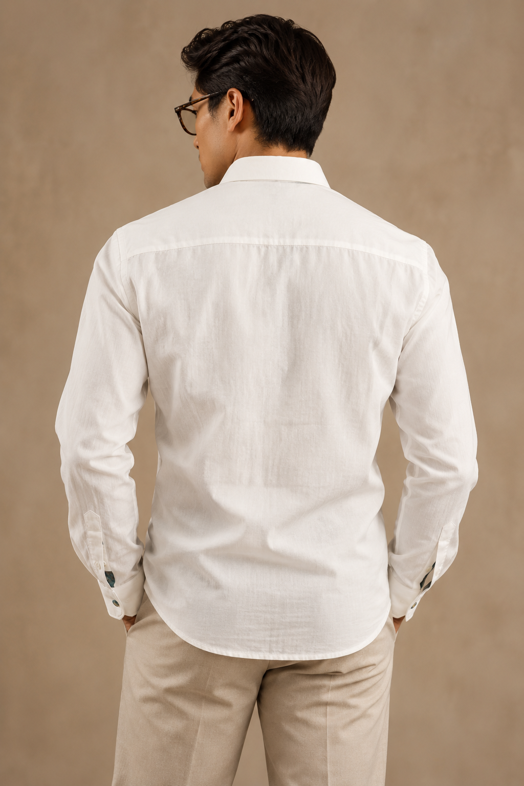 Men's Abstract Panel Shirt - Blue-grey Print