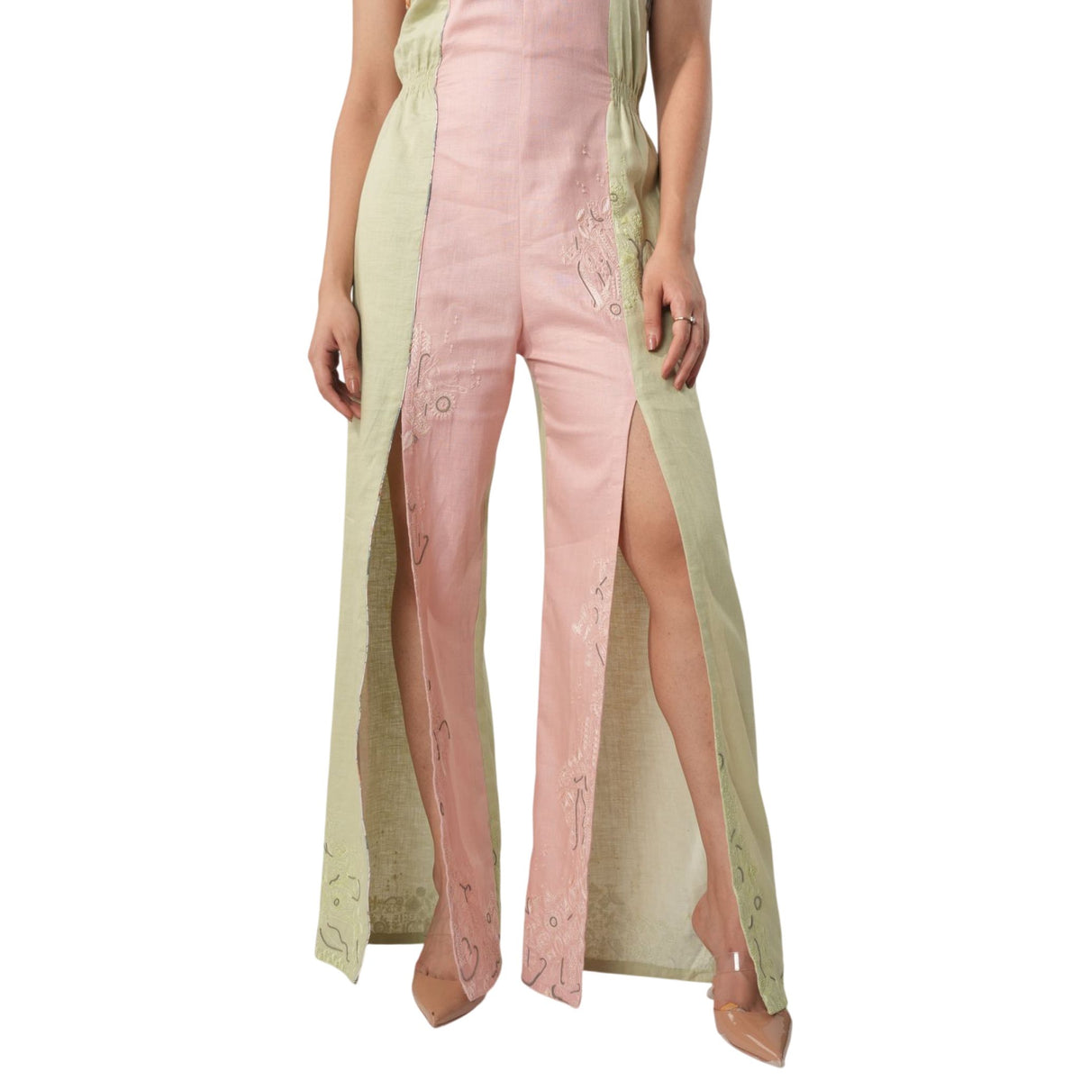 Detachable Halter Jumpsuit – Detaché - Pink And Green