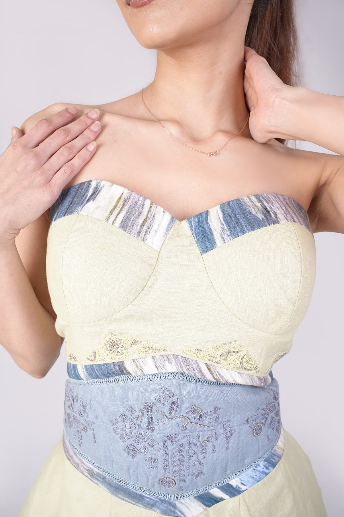Strapless Embroidered Playsuit – Whimsy - Green