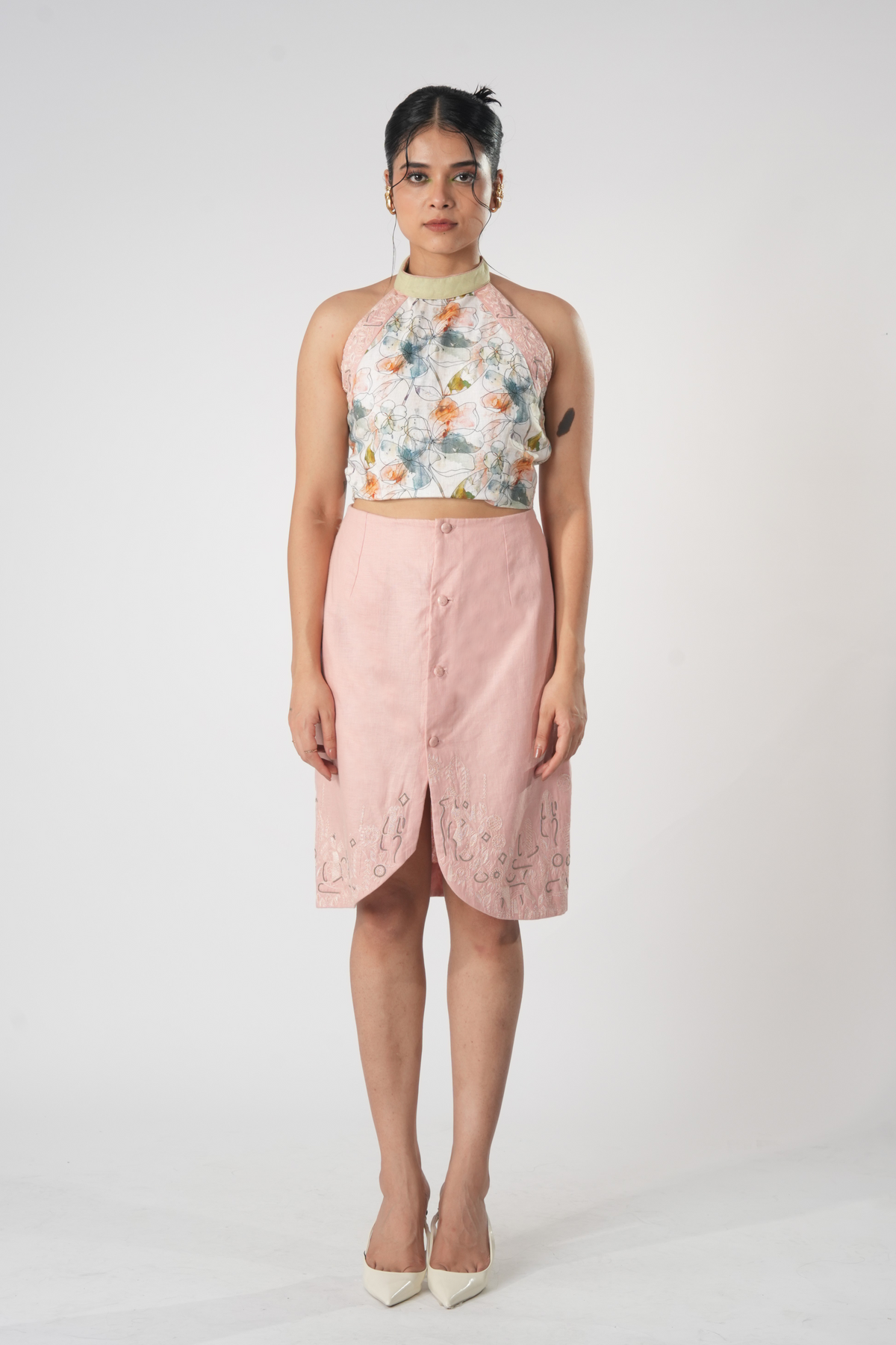 Curved Hem Petal Skirt – Blossom - Pink