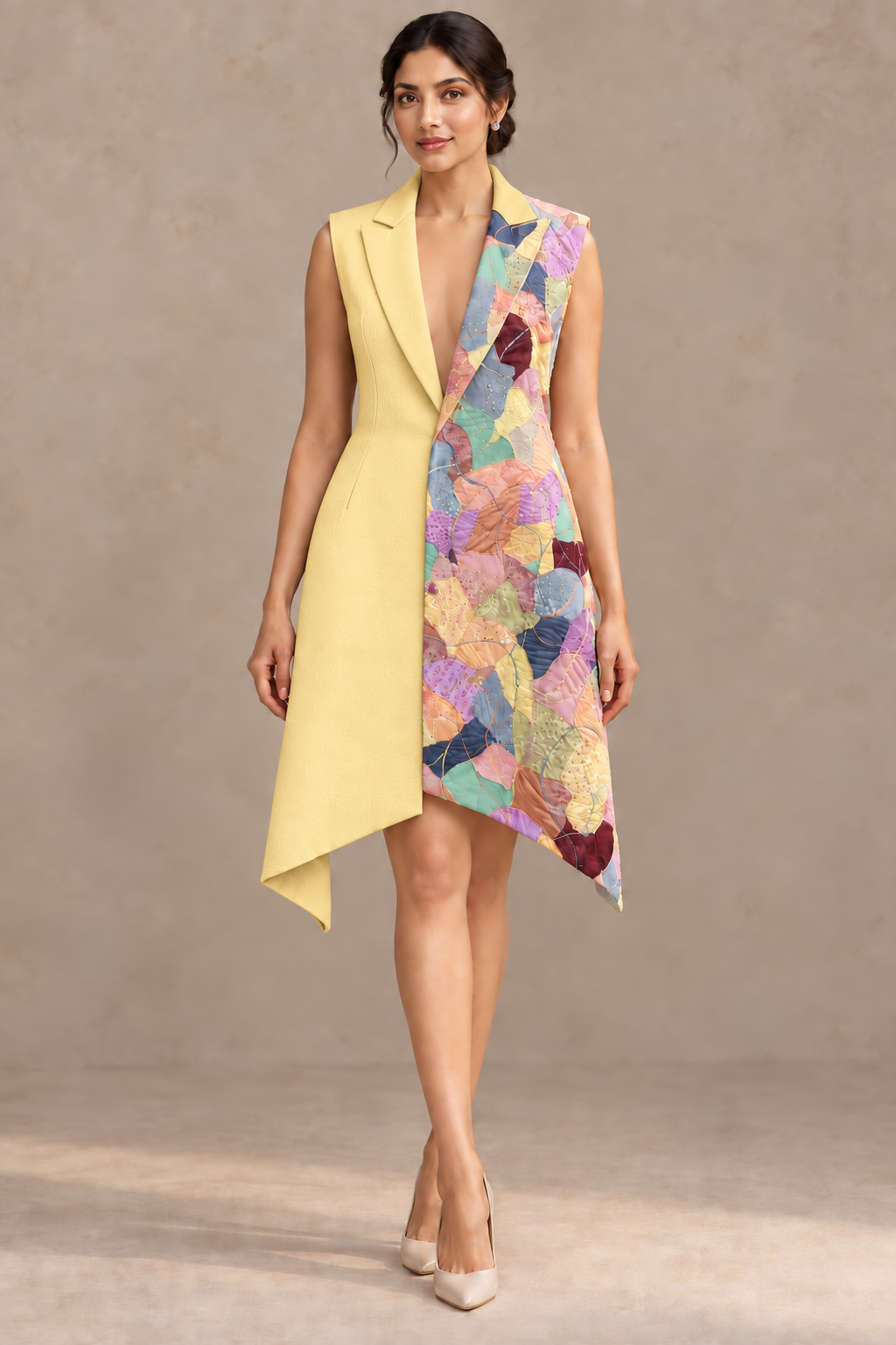 Asymmetric Wrap Blazer Dress – Artline - Yellow