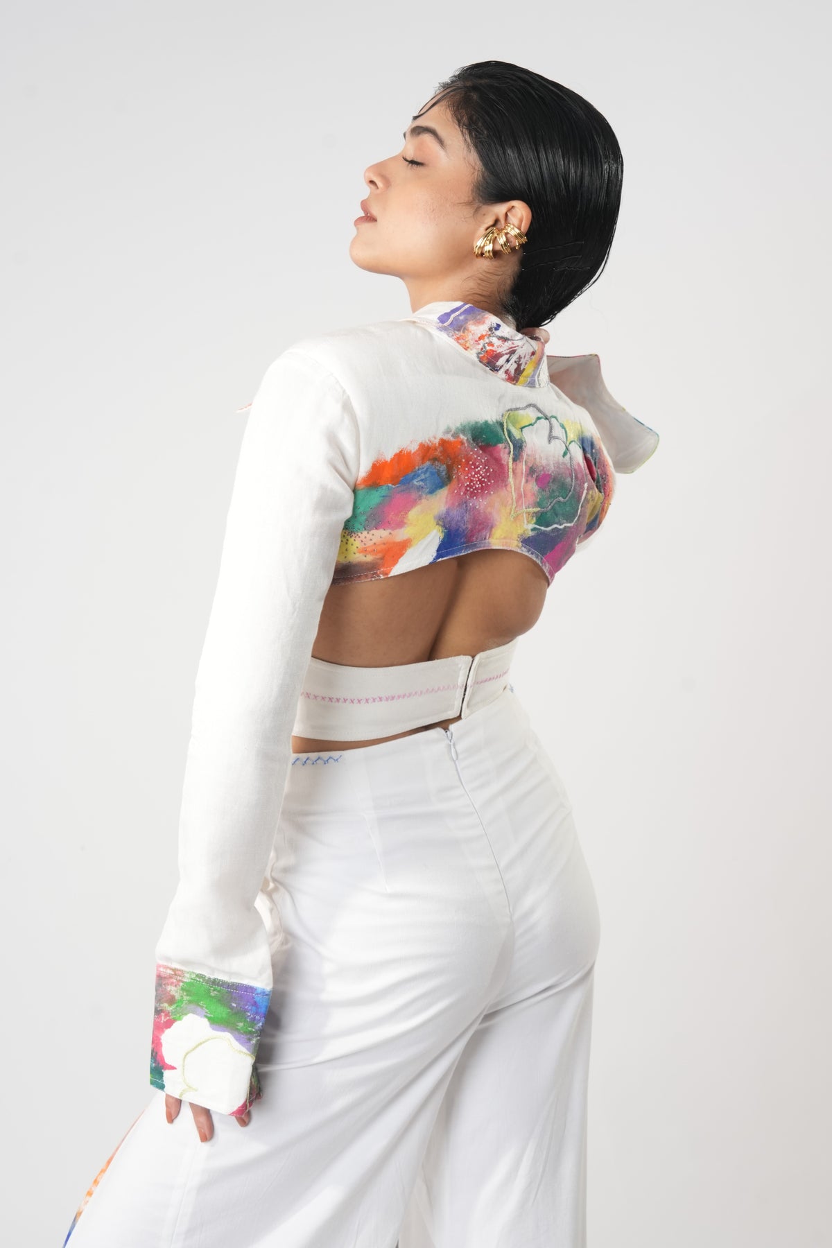 Criss-Cross Wrap Jacket – Brushstroke - White