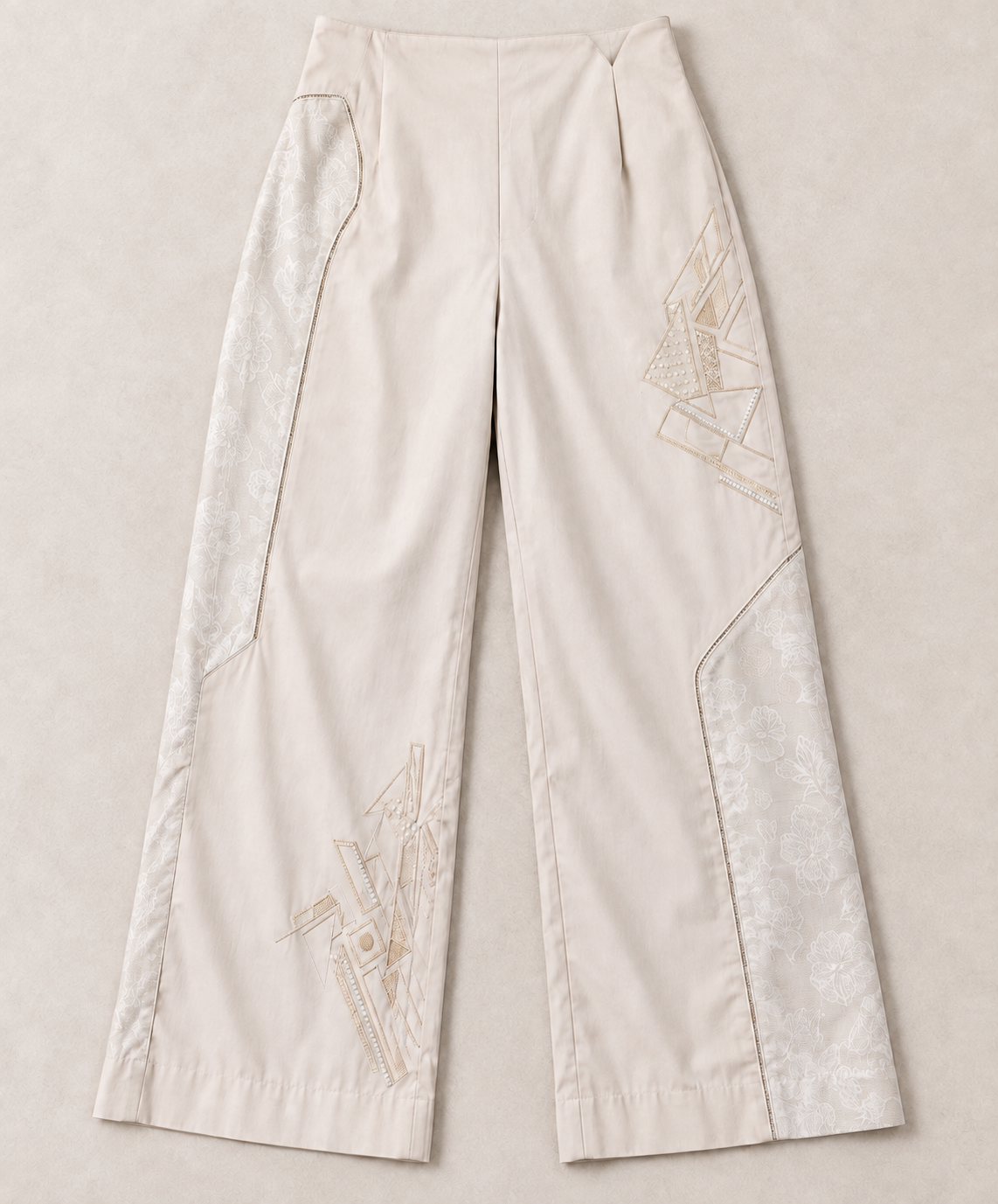Panelled Denim Trousers - White