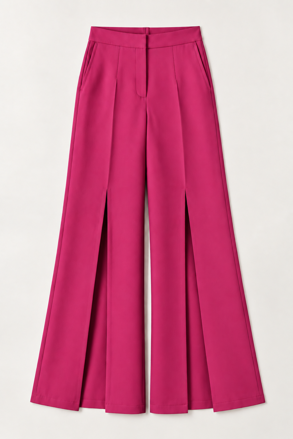 Front Slit Wide-Leg Trousers – Regal - Burst Berry