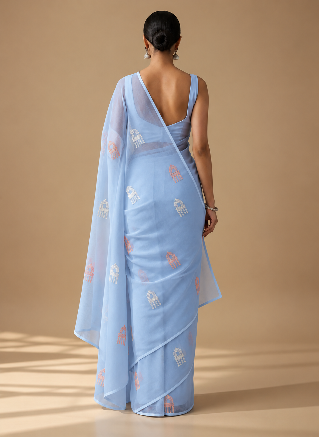 Chikankari Motif Saree – Lucknow - Pastel Blue
