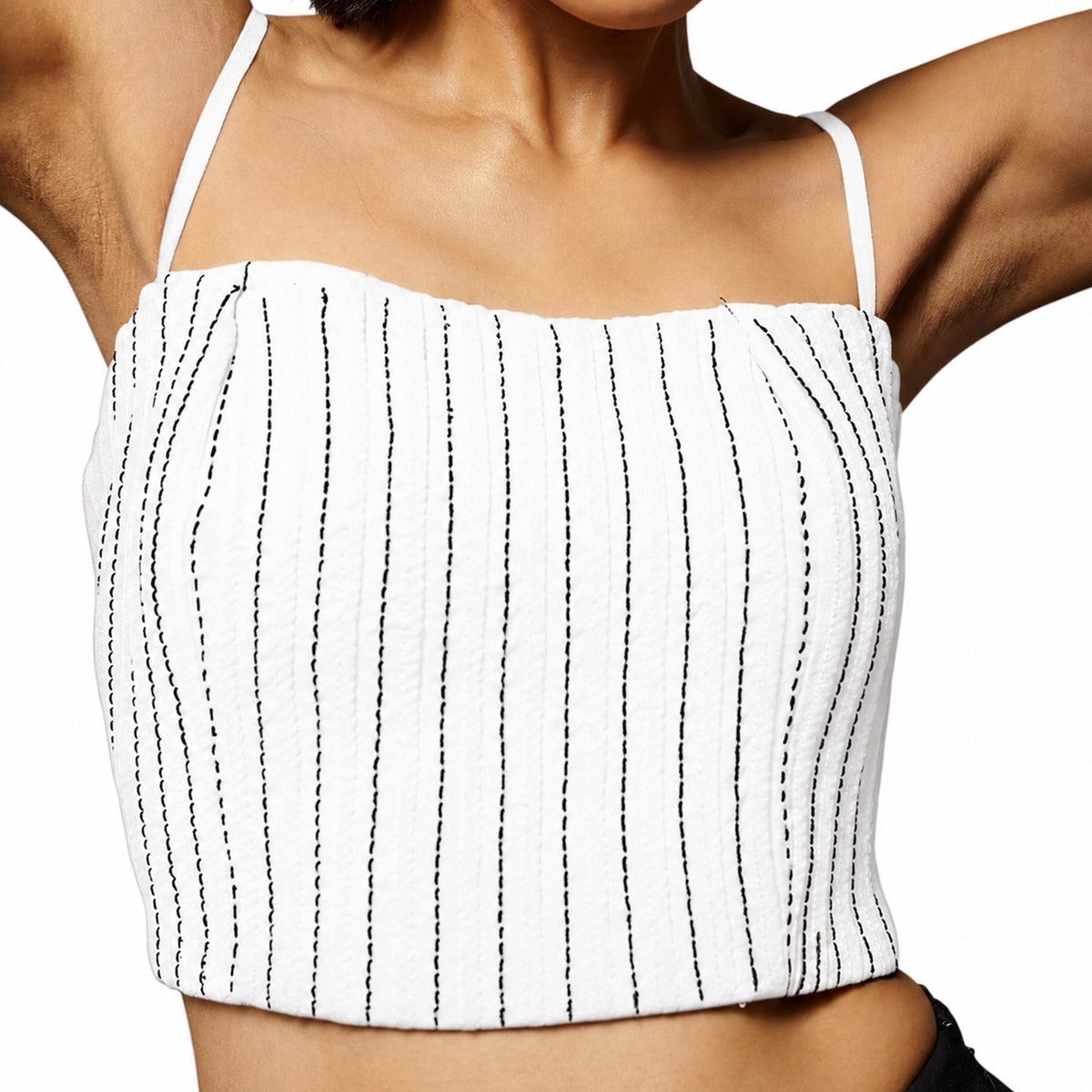 Cord Embroidered Square Neck Bustier – Rhythm - White