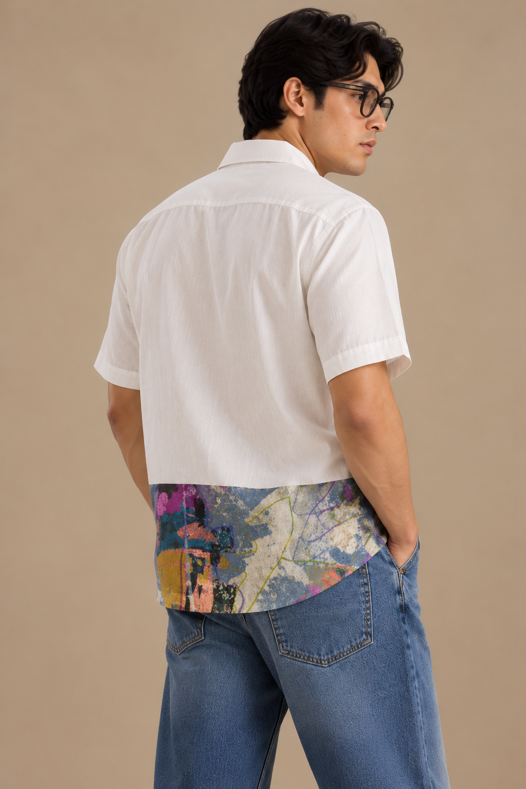 Men's Hem Patch Shirt – Warli - Abstract Print