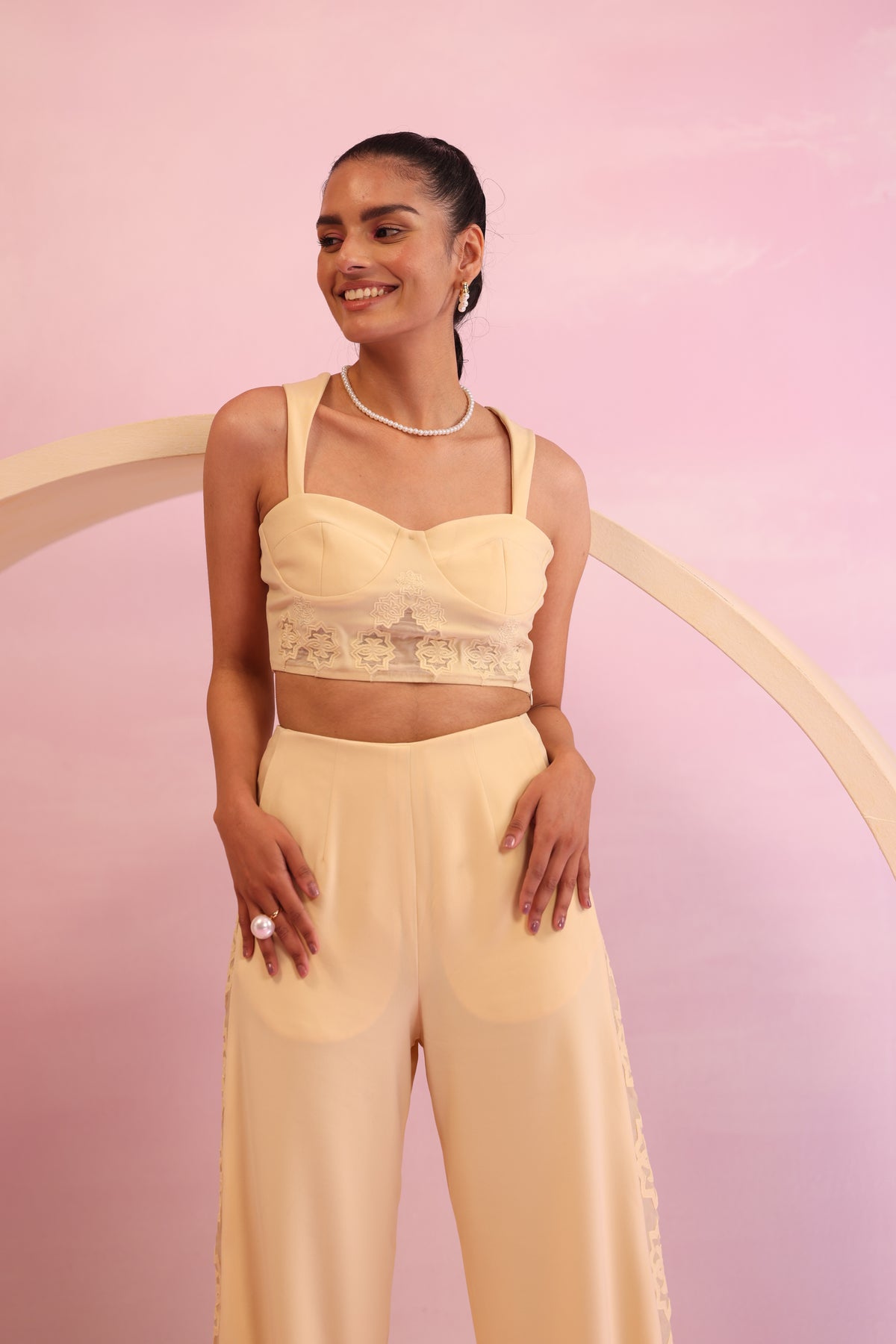 Embroidered Sweetheart Bustier – Arboreal Whisper - Yellow