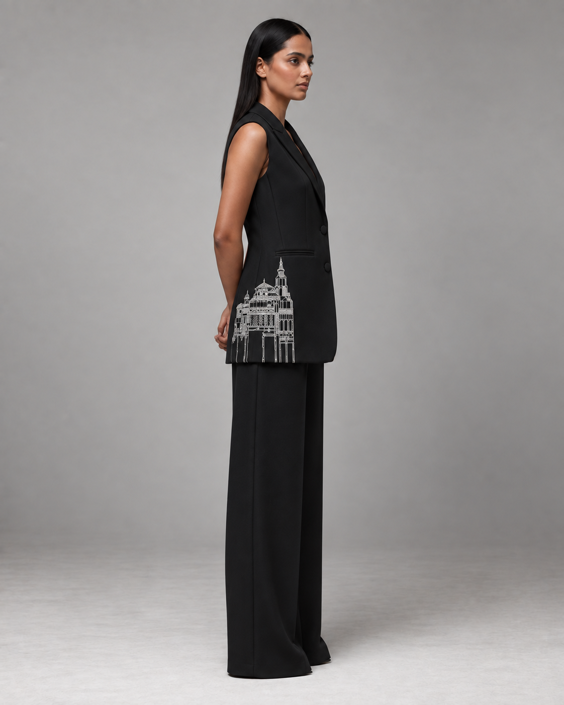 Sleeveless Tailored Blazer – Regal - Black