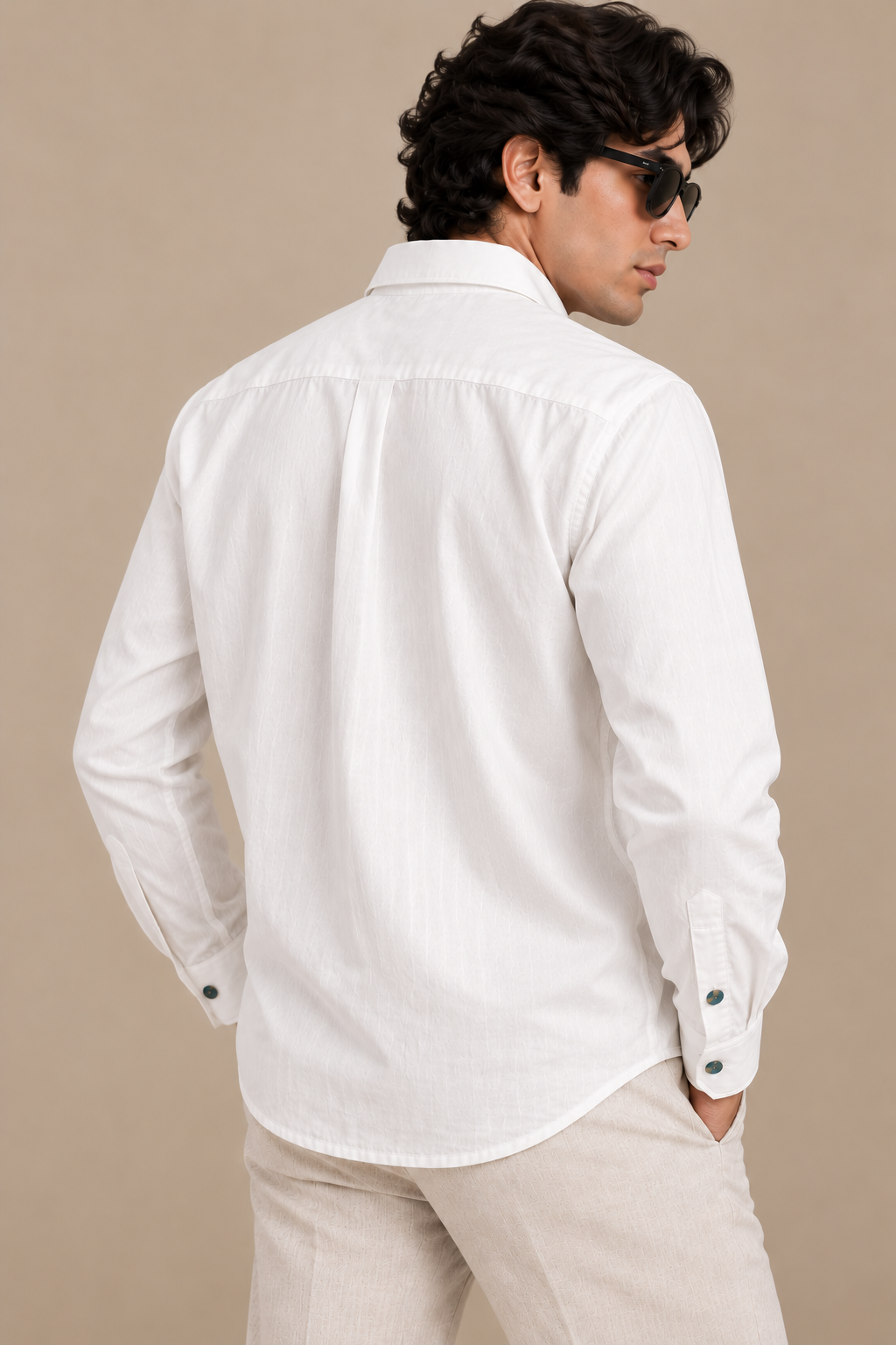 Men's Abstract Panel Shirt - Blue-grey Print