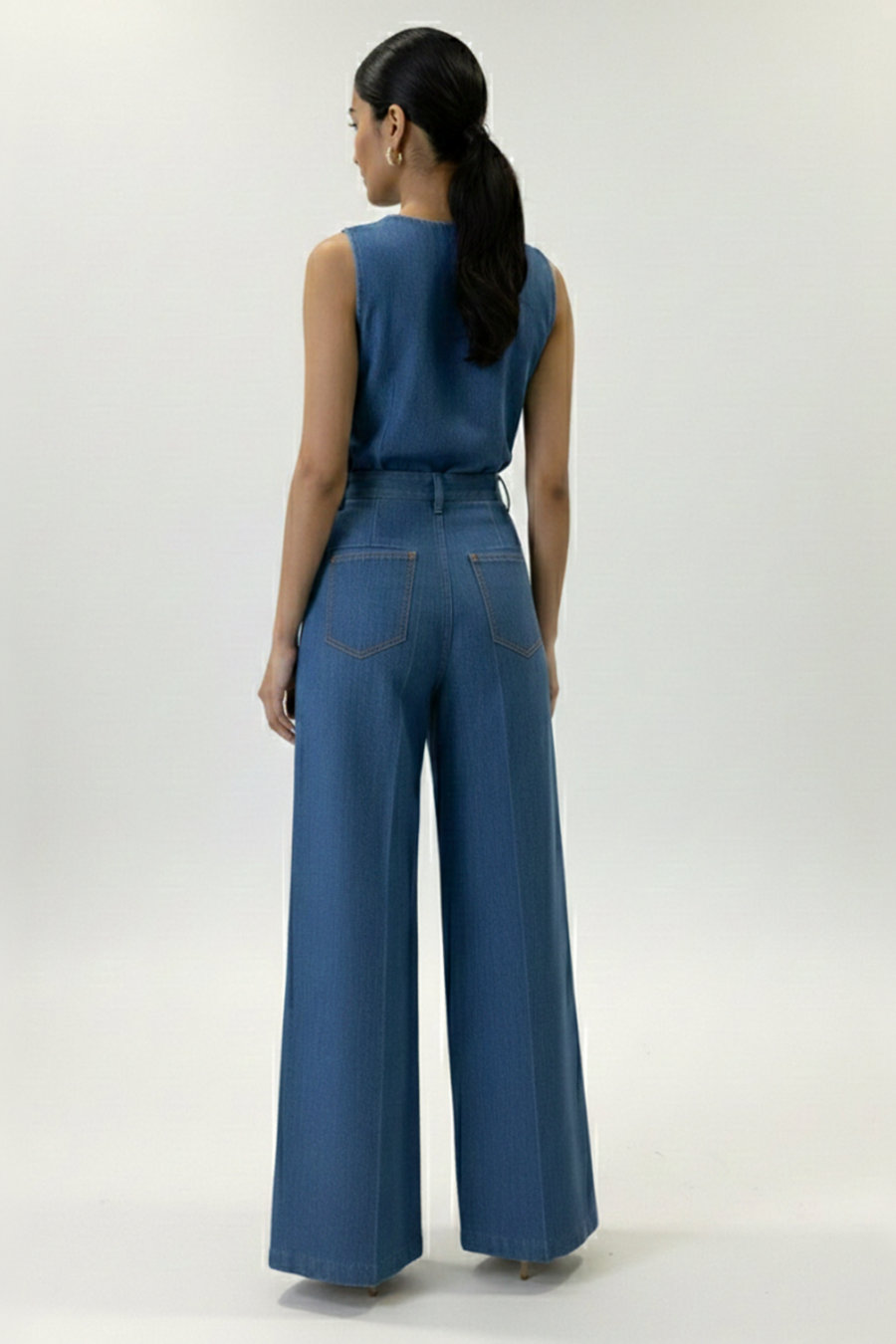 Pintuck Denim Trousers – Harbor - Indigo