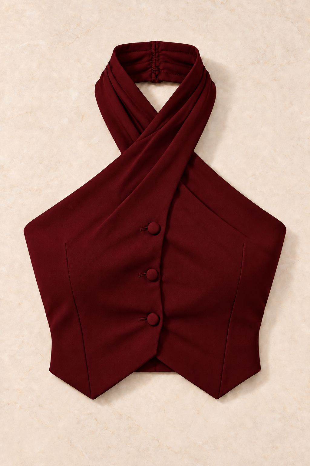 Draped Halter Neck Vest – Regal - Wine