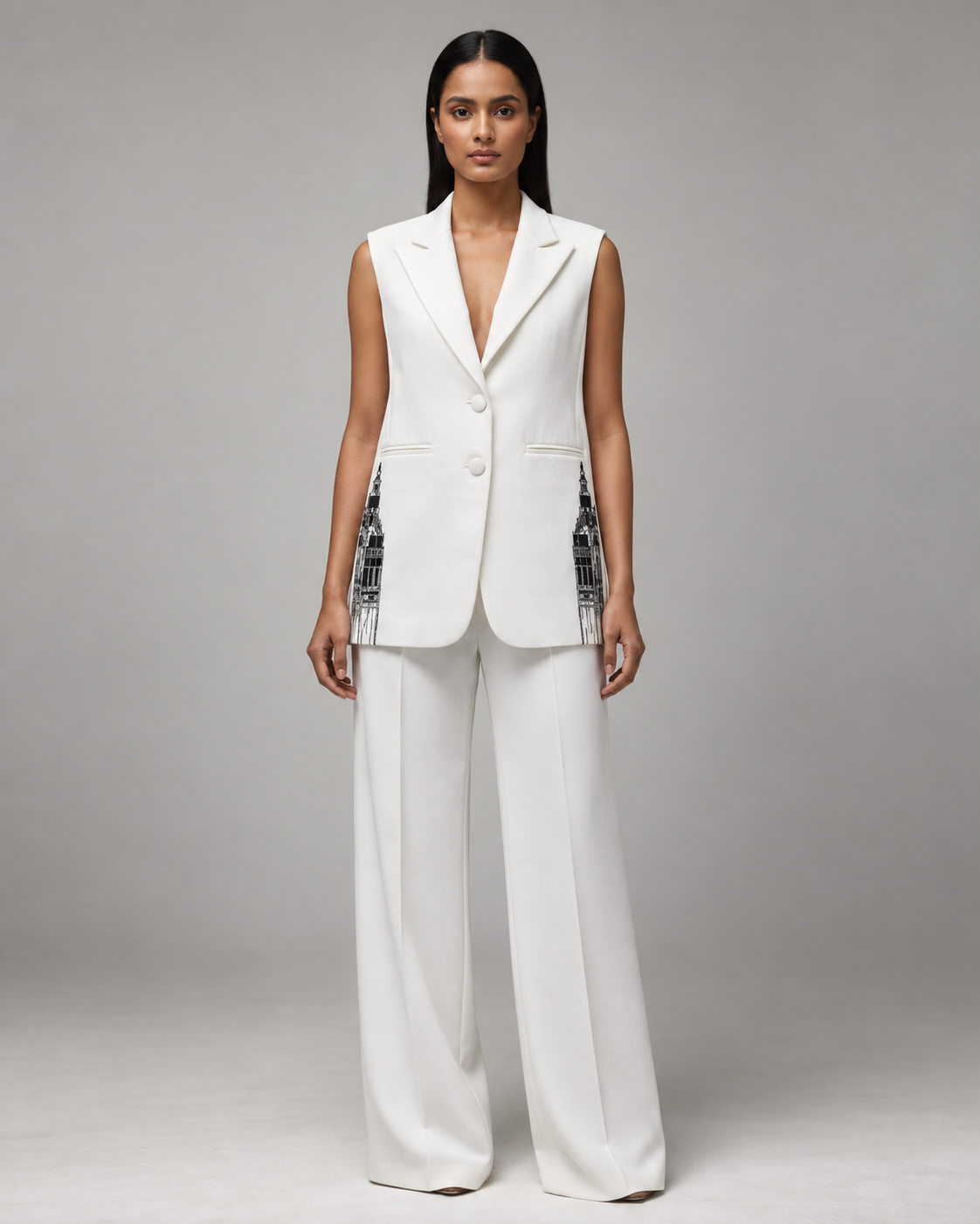 Sleeveless Tailored Blazer – Regal - White