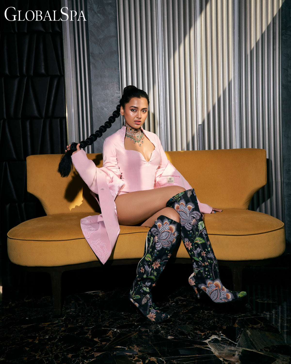 Sweetheart Long Sleeve Bodysuit – Floral Majesty - Pink