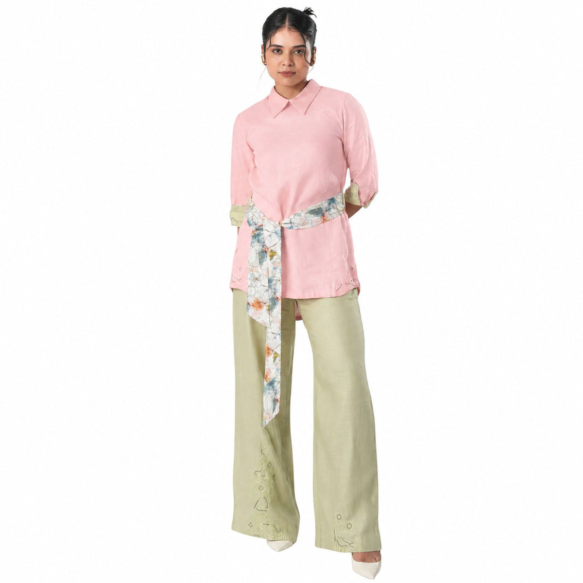 Tie-Waist Tunic Shirt – Tribaloa - Pink