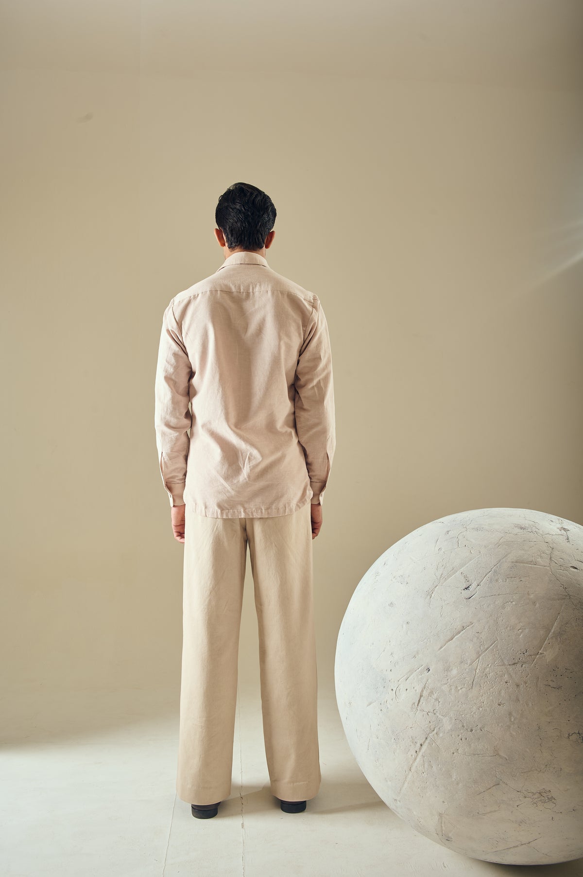 Men's Embroidered Pocket Shirt – Topographic - Beige