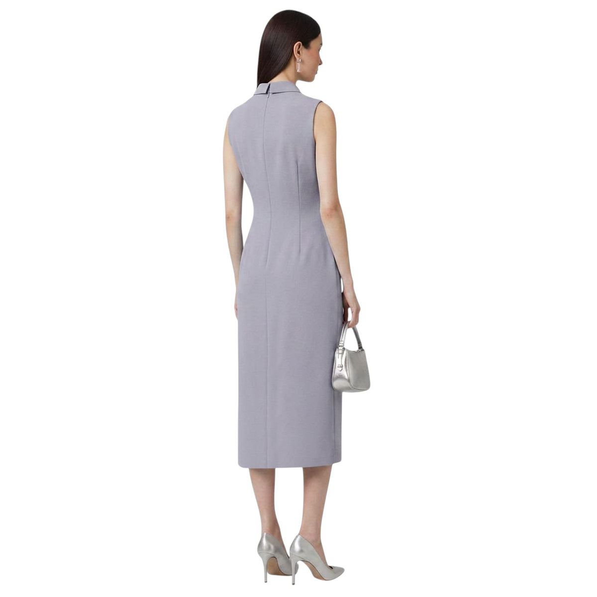 Lapel Neck Tailored Midi Dress – Powerline - Cool Grey