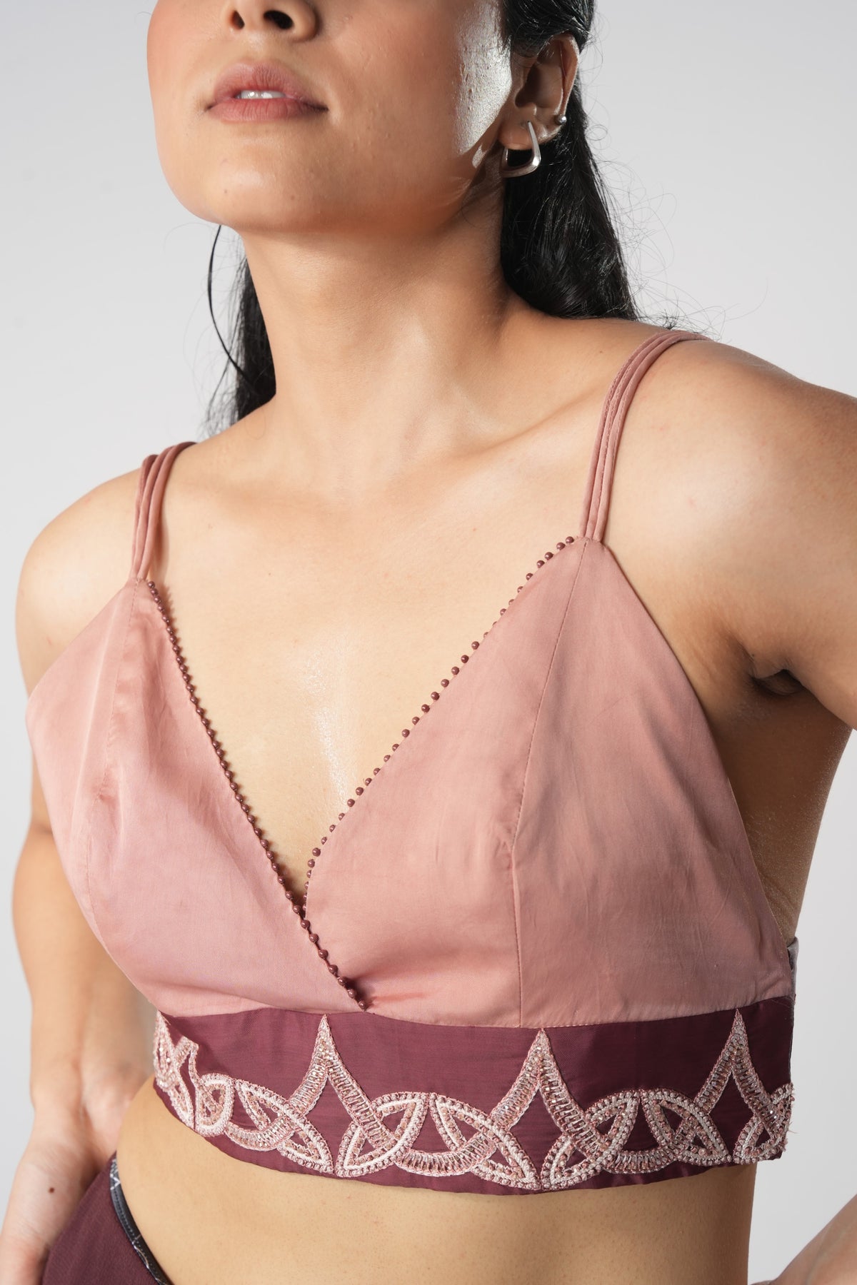 Criss Cross Back Bustier Blouse – Trinova - Blush Merlot