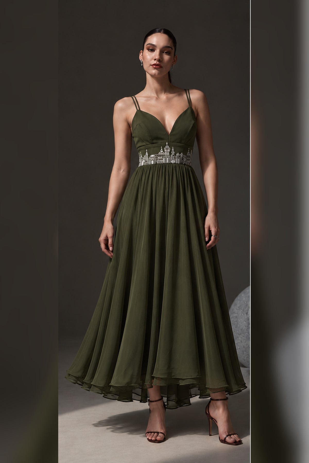 Sweetheart A-Line Organza Dress – Skyline - Burnt Olive